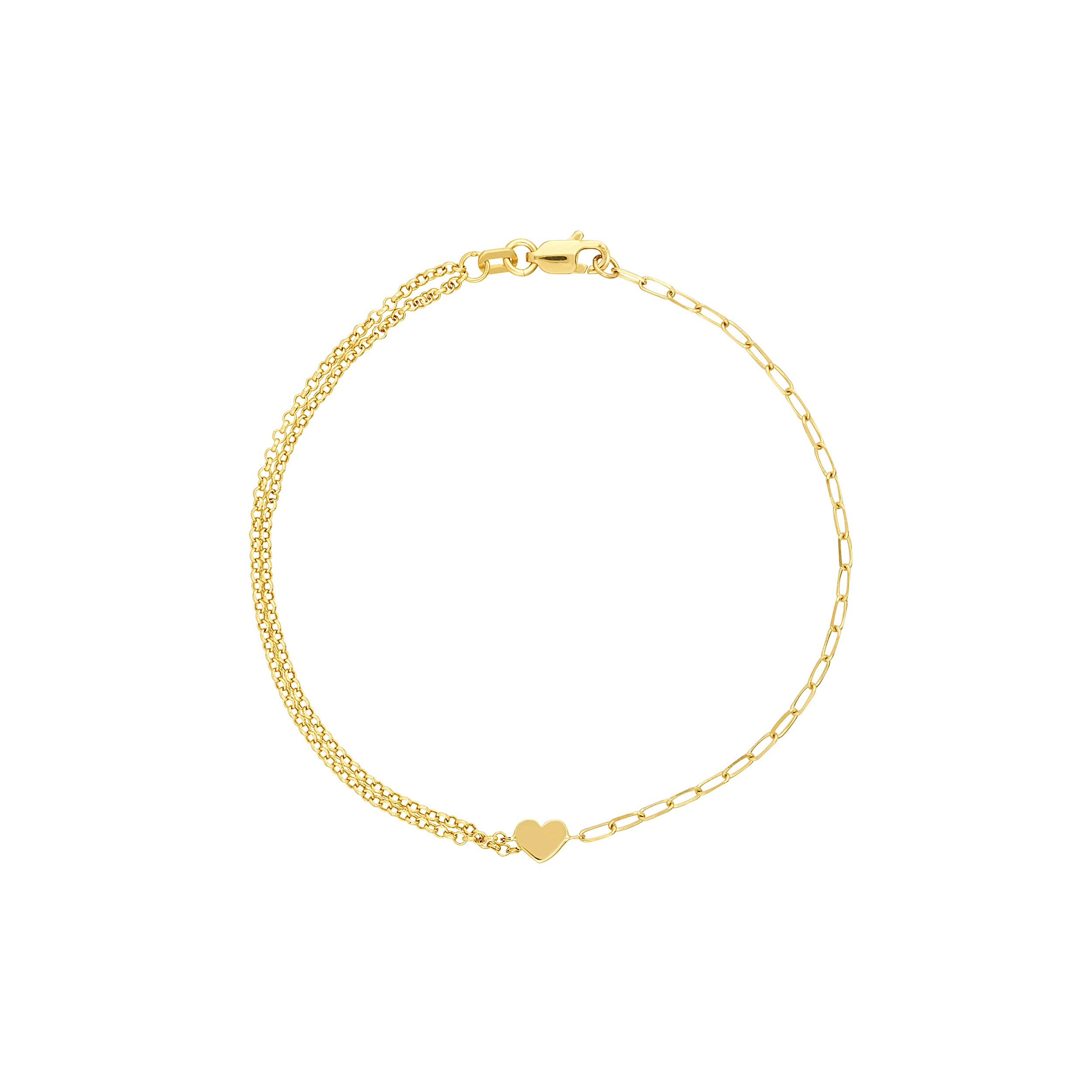 7.5" HEART PAPERCLIP CHAIN BRACELET | 14K YELLOW GOLD | MF038064-14Y - Brownlee Jewelers