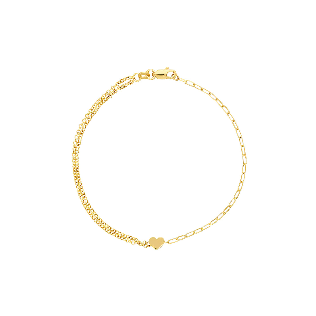 7.5" HEART PAPERCLIP CHAIN BRACELET | 14K YELLOW GOLD | MF038064-14Y - Brownlee Jewelers