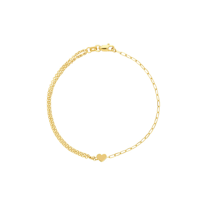7.5" HEART PAPERCLIP CHAIN BRACELET | 14K YELLOW GOLD | MF038064-14Y - Brownlee Jewelers