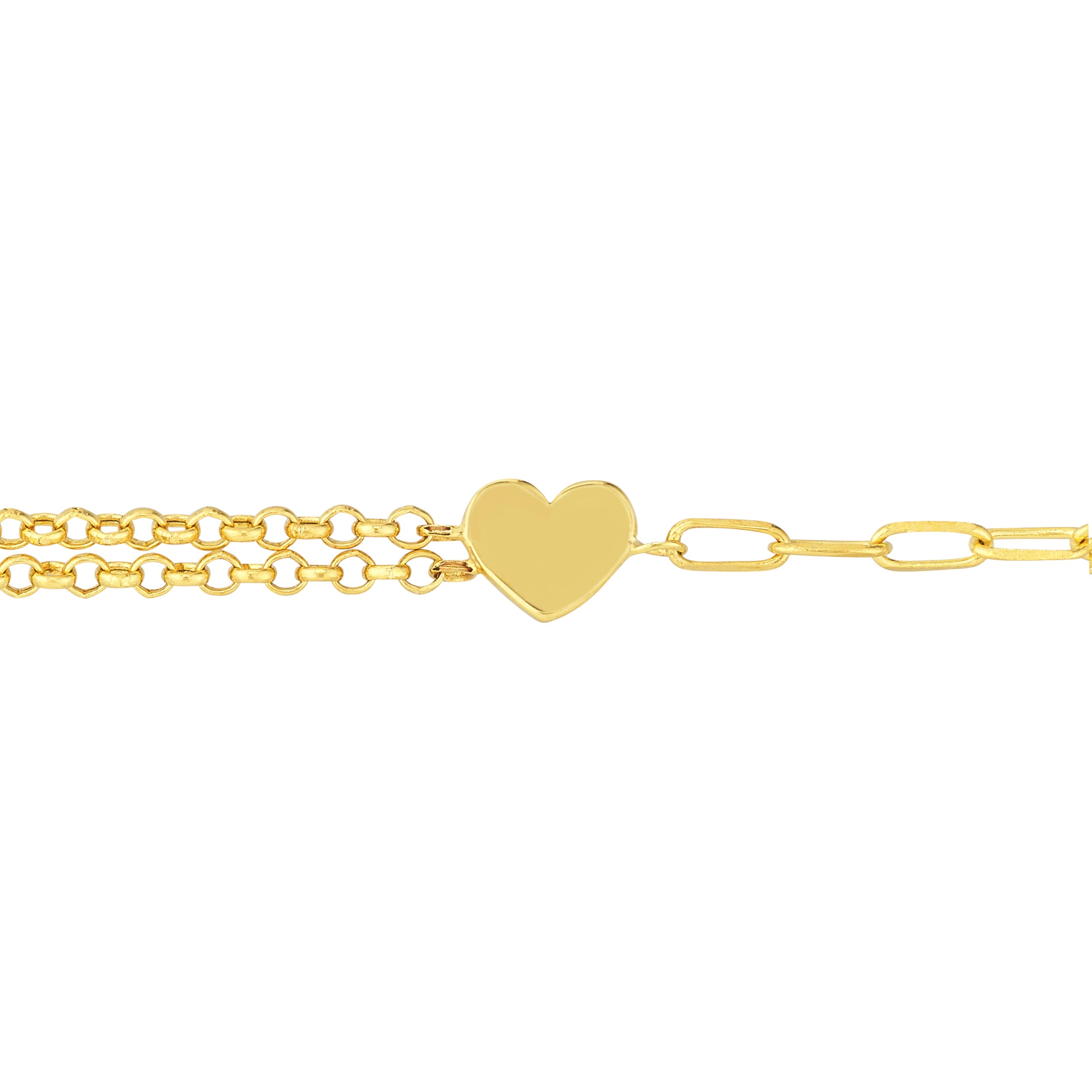 7.5" HEART PAPERCLIP CHAIN BRACELET | 14K YELLOW GOLD | MF038064-14Y - Brownlee Jewelers