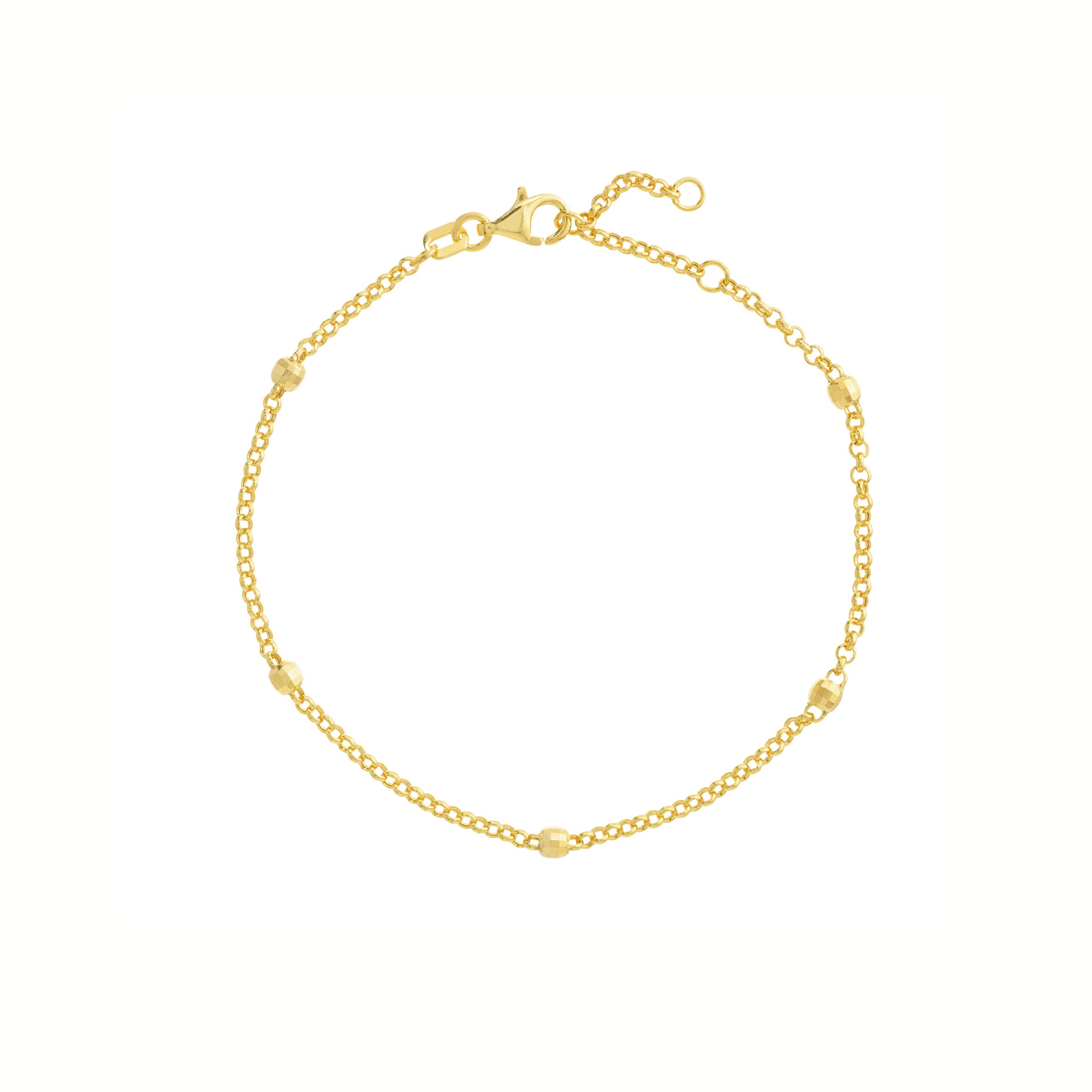 7.25" 3MM ADJUSTABLE DIAMOND-CUT STATION BEAD CHAIN BRACELET | 14K YELLOW GOLD | MF038438-14Y - Brownlee Jewelers