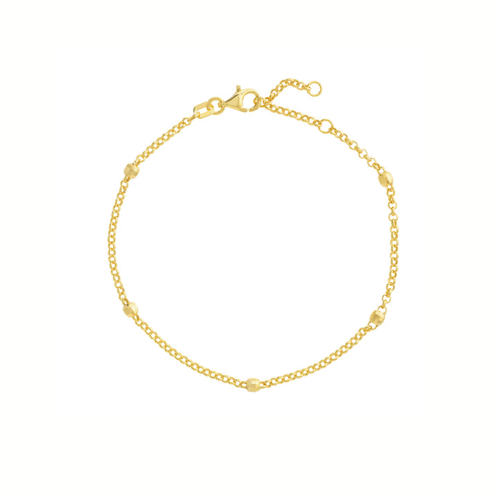 7.25" 3MM ADJUSTABLE DIAMOND-CUT STATION BEAD CHAIN BRACELET | 14K YELLOW GOLD | MF038438-14Y - Brownlee Jewelers