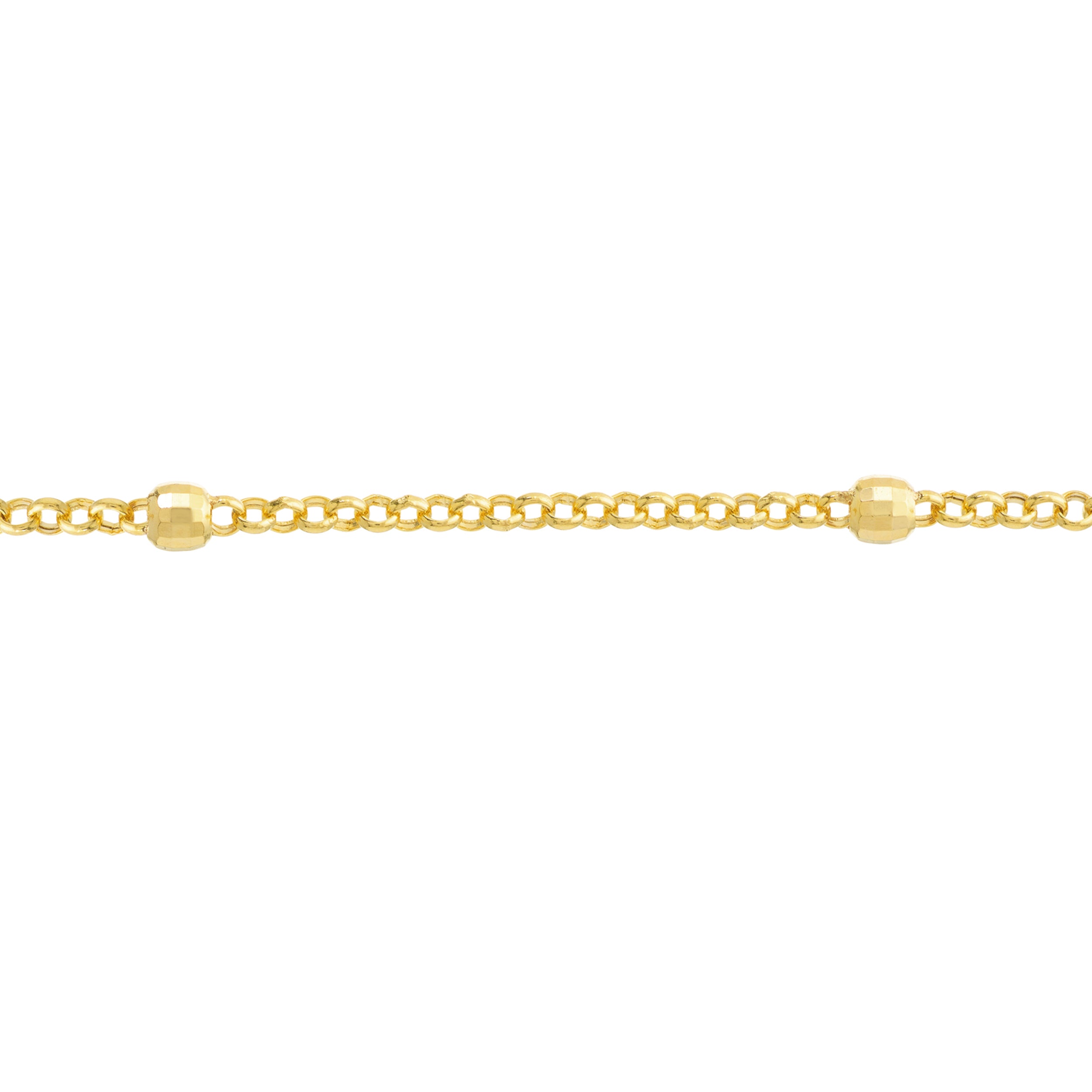 7.25" 3MM ADJUSTABLE DIAMOND-CUT STATION BEAD CHAIN BRACELET | 14K YELLOW GOLD | MF038438-14Y - Brownlee Jewelers
