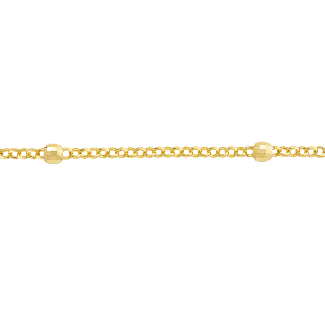 7.25" 3MM ADJUSTABLE DIAMOND-CUT STATION BEAD CHAIN BRACELET | 14K YELLOW GOLD | MF038438-14Y - Brownlee Jewelers
