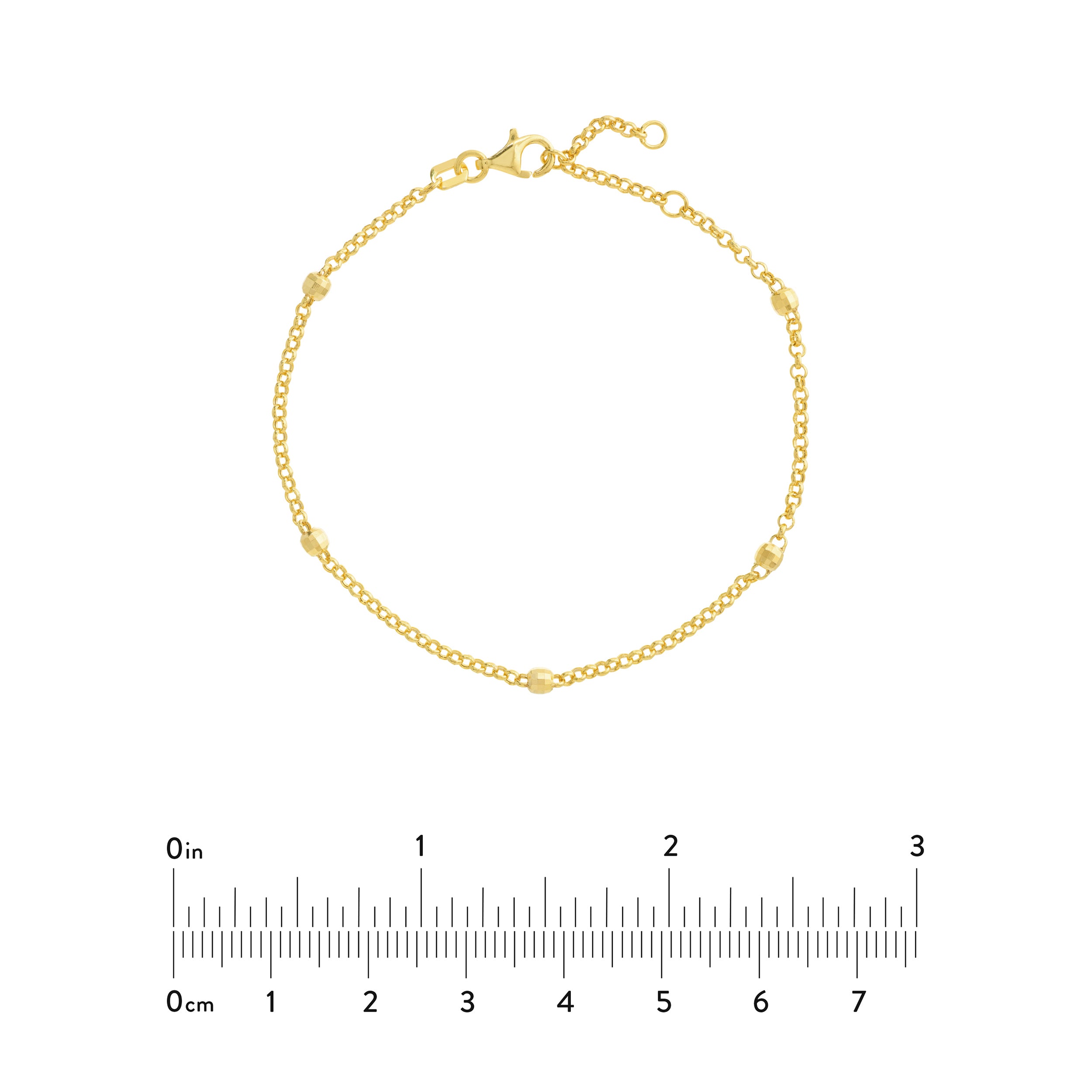 7.25" 3MM ADJUSTABLE DIAMOND-CUT STATION BEAD CHAIN BRACELET | 14K YELLOW GOLD | MF038438-14Y - Brownlee Jewelers