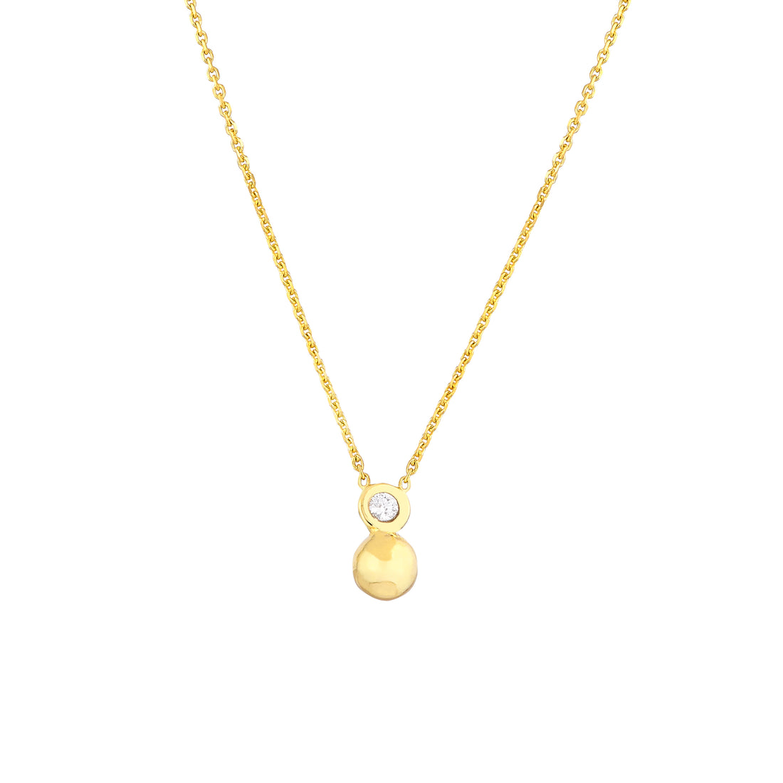 18" 5MM DIAMOND BEAD PENDANT NECKLACE | 14K YELLOW GOLD | MF038641-14Y - Brownlee Jewelers