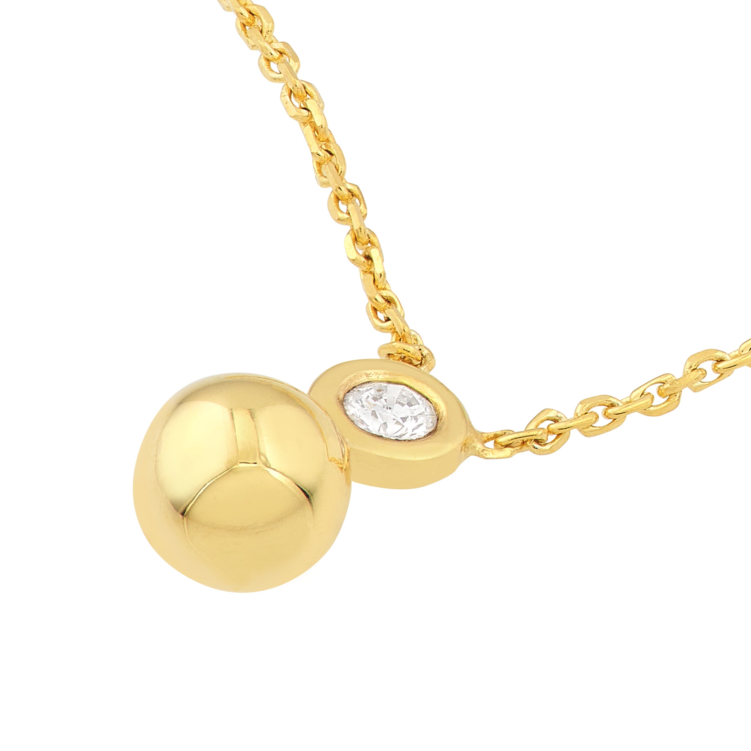 18" 5MM DIAMOND BEAD PENDANT NECKLACE | 14K YELLOW GOLD | MF038641-14Y - Brownlee Jewelers