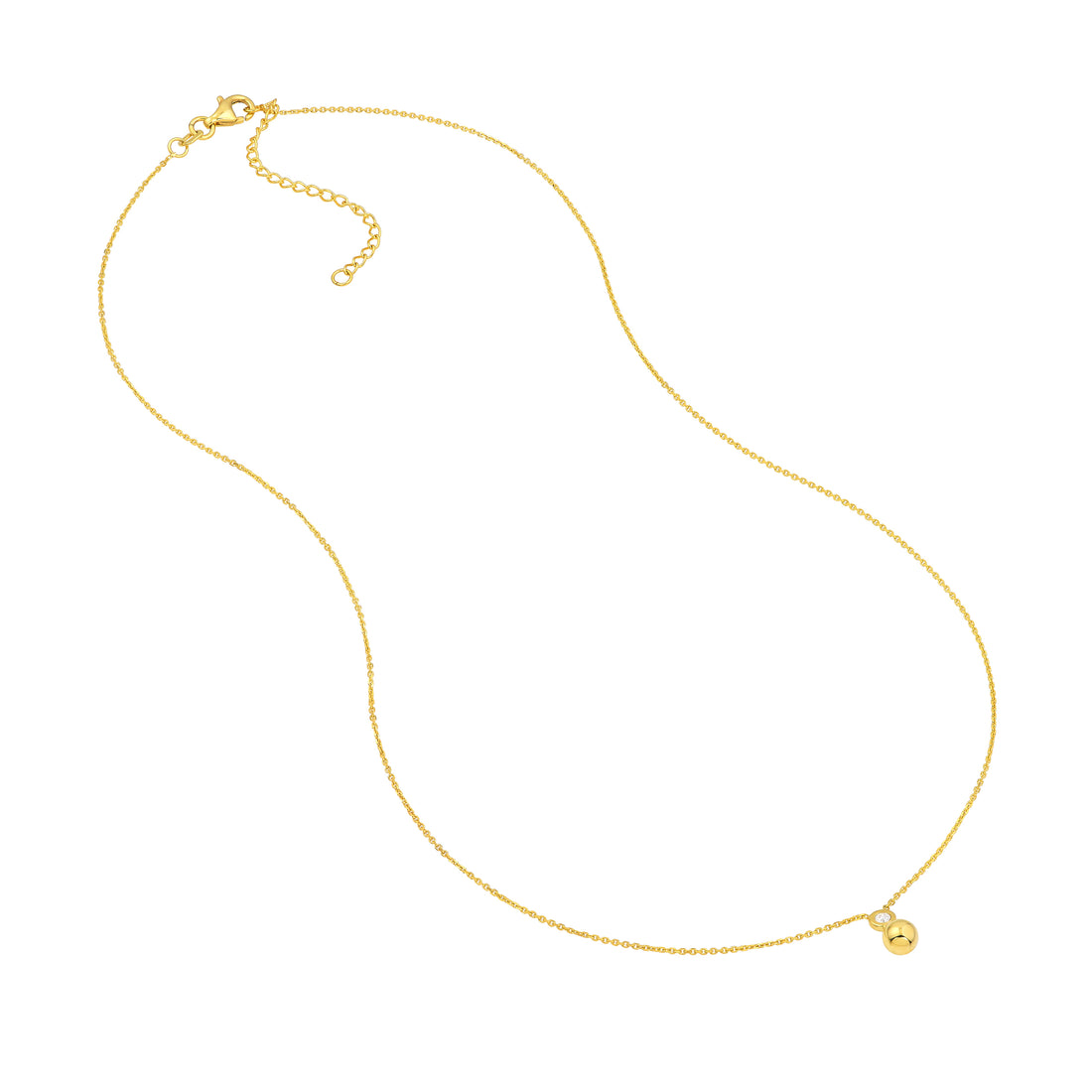 18" 5MM DIAMOND BEAD PENDANT NECKLACE | 14K YELLOW GOLD | MF038641-14Y - Brownlee Jewelers