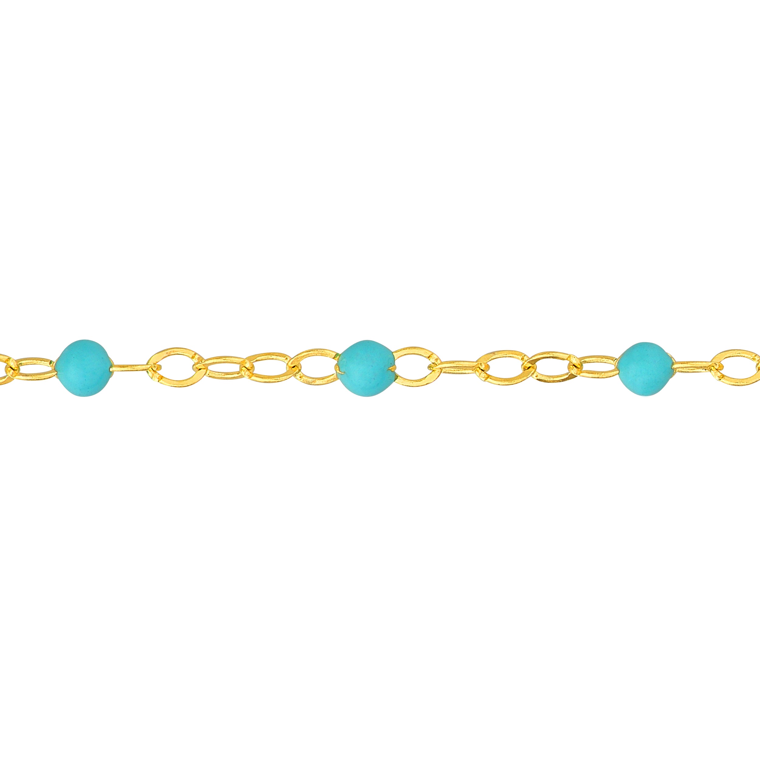 10" ADJUSTABLE TURQUOISE PIATTO CHAIN ANKLET | 14K YELLOW GOLD | MF038980-14Y - Brownlee Jewelers