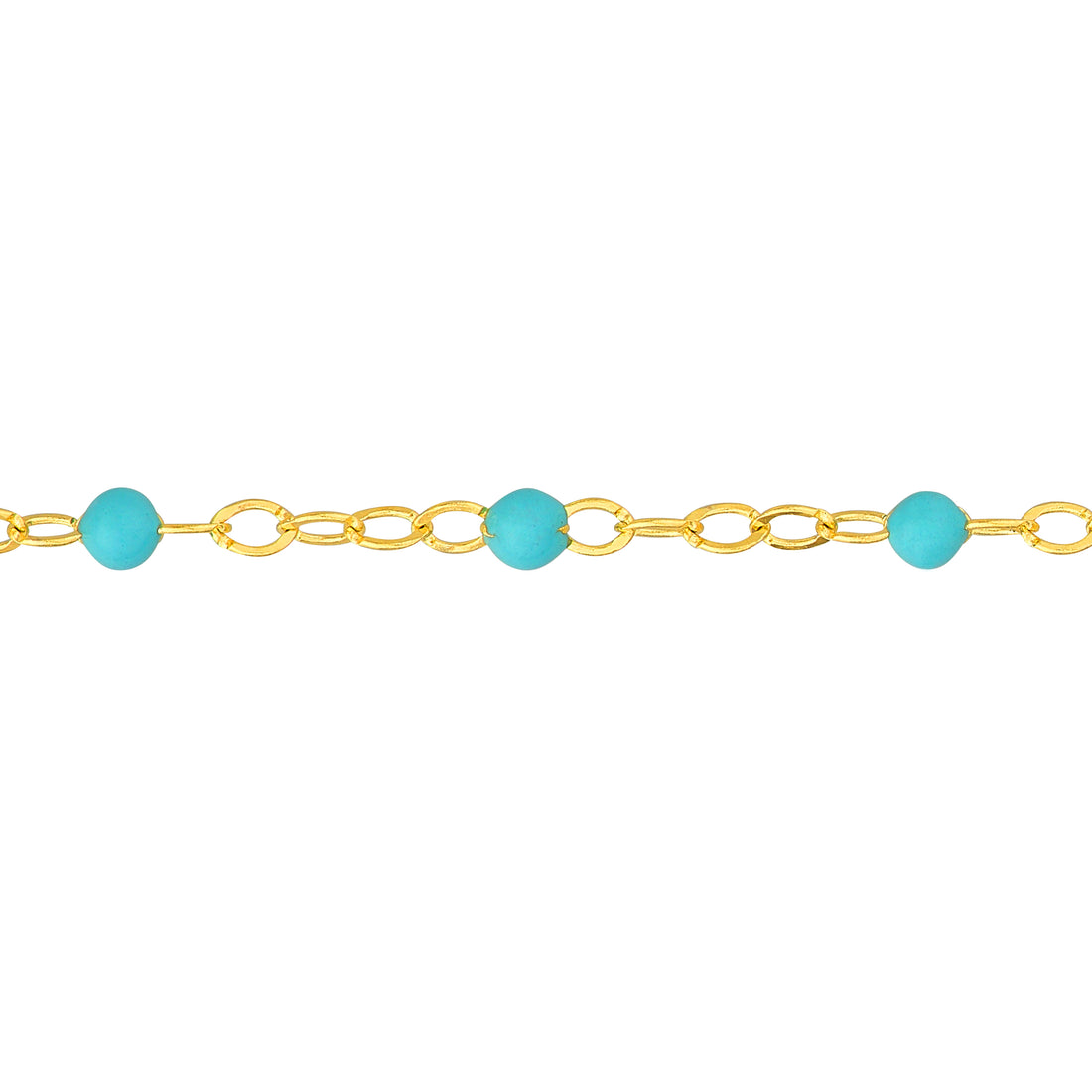 18" ADJUSTABLE TURQUOISE PIATTO CHAIN NECKLACE | 14K YELLOW GOLD | MF038980-14Y - Brownlee Jewelers