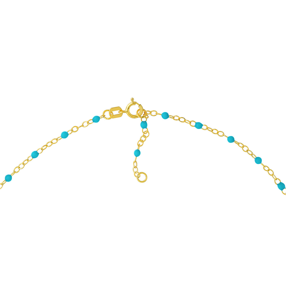 10" ADJUSTABLE TURQUOISE PIATTO CHAIN ANKLET | 14K YELLOW GOLD | MF038980-14Y - Brownlee Jewelers