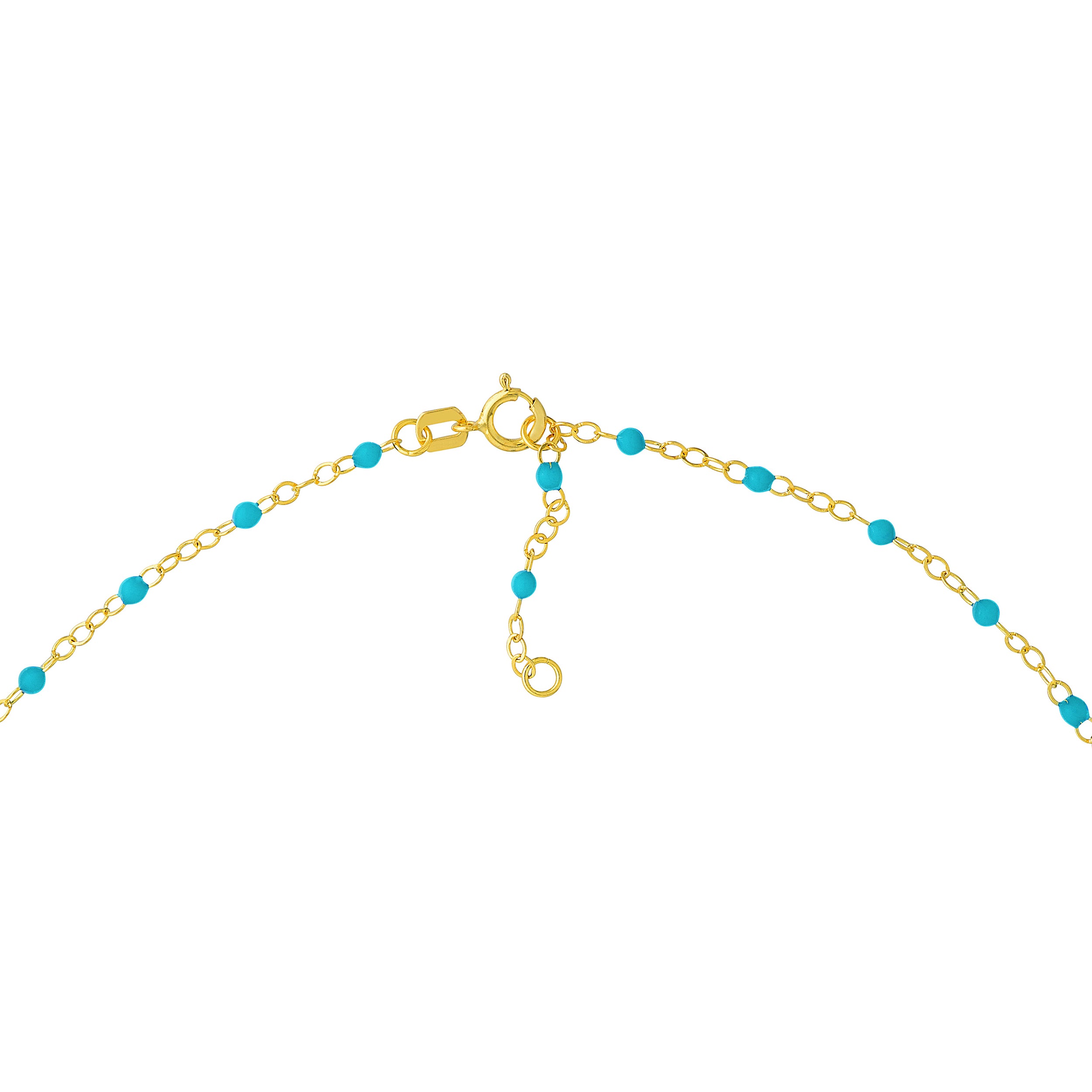 18" ADJUSTABLE TURQUOISE PIATTO CHAIN NECKLACE | 14K YELLOW GOLD | MF038980-14Y - Brownlee Jewelers