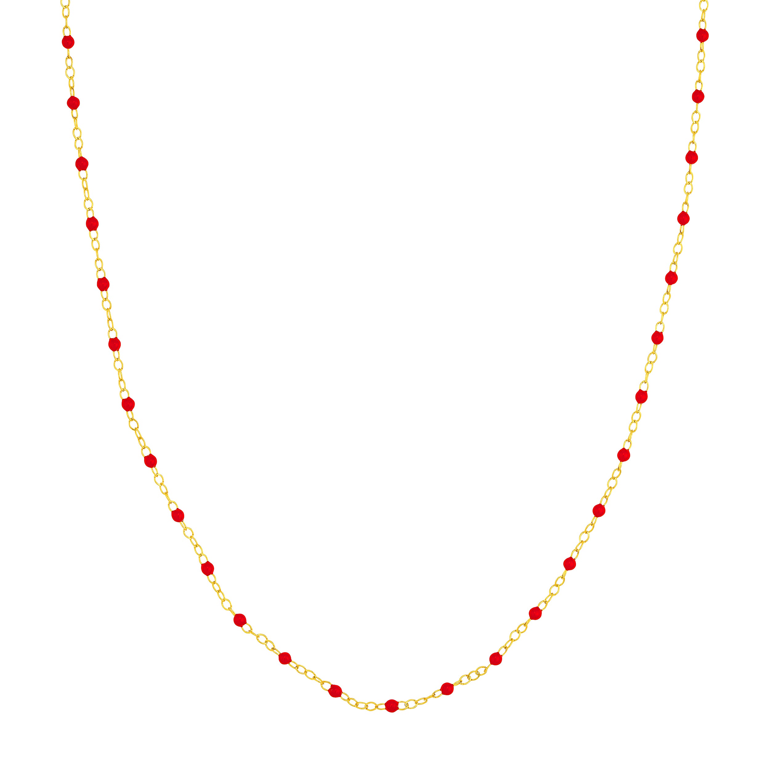 18" RED ENAMEL BEAD CHAIN NECKLACE | 14K YELLOW GOLD | MF040517-14Y - Brownlee Jewelers
