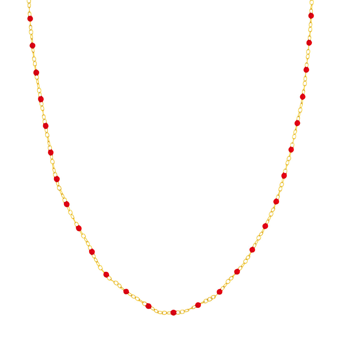 18" RED ENAMEL BEAD CHAIN NECKLACE | 14K YELLOW GOLD | MF040517-14Y - Brownlee Jewelers