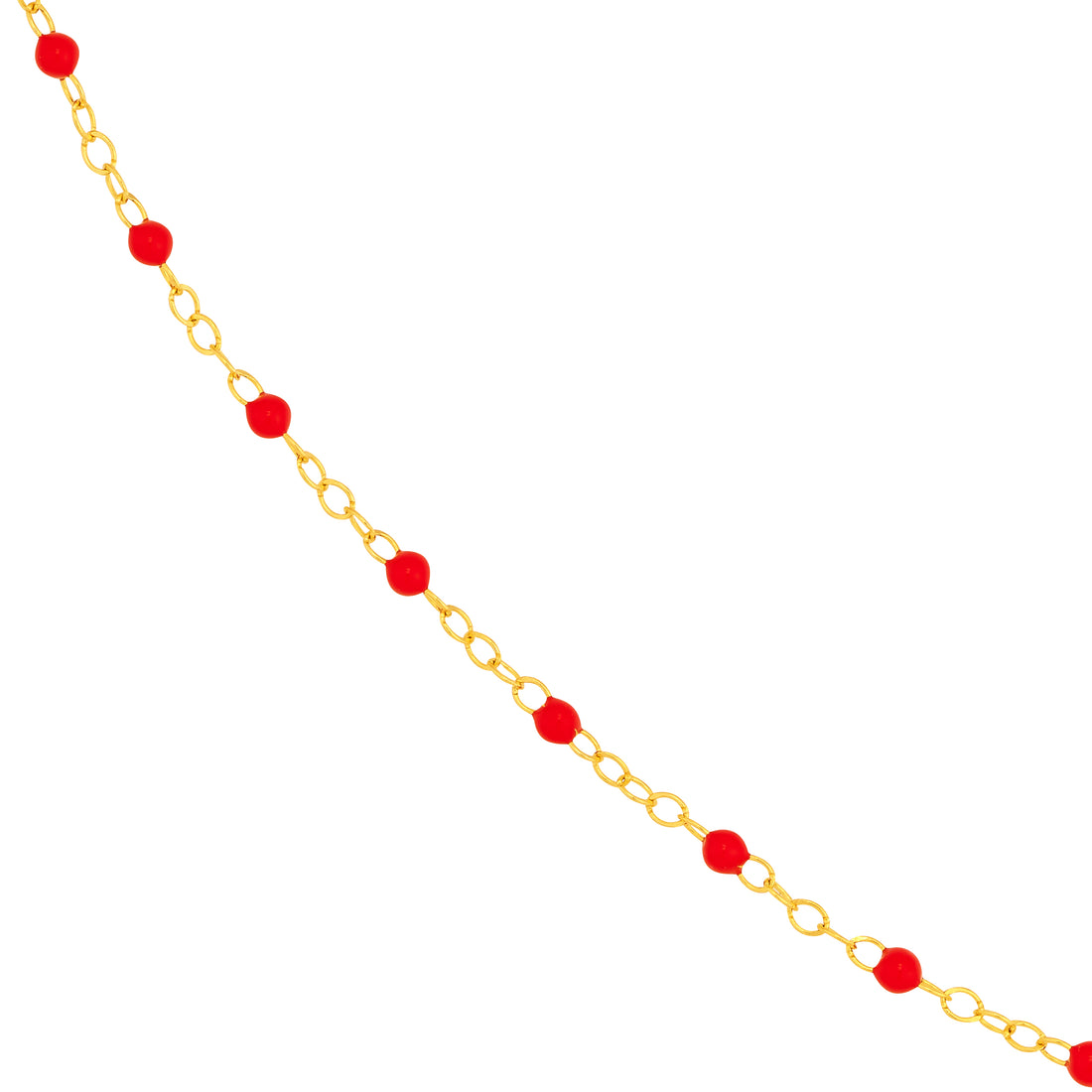 18" RED ENAMEL BEAD CHAIN NECKLACE | 14K YELLOW GOLD | MF040517-14Y - Brownlee Jewelers