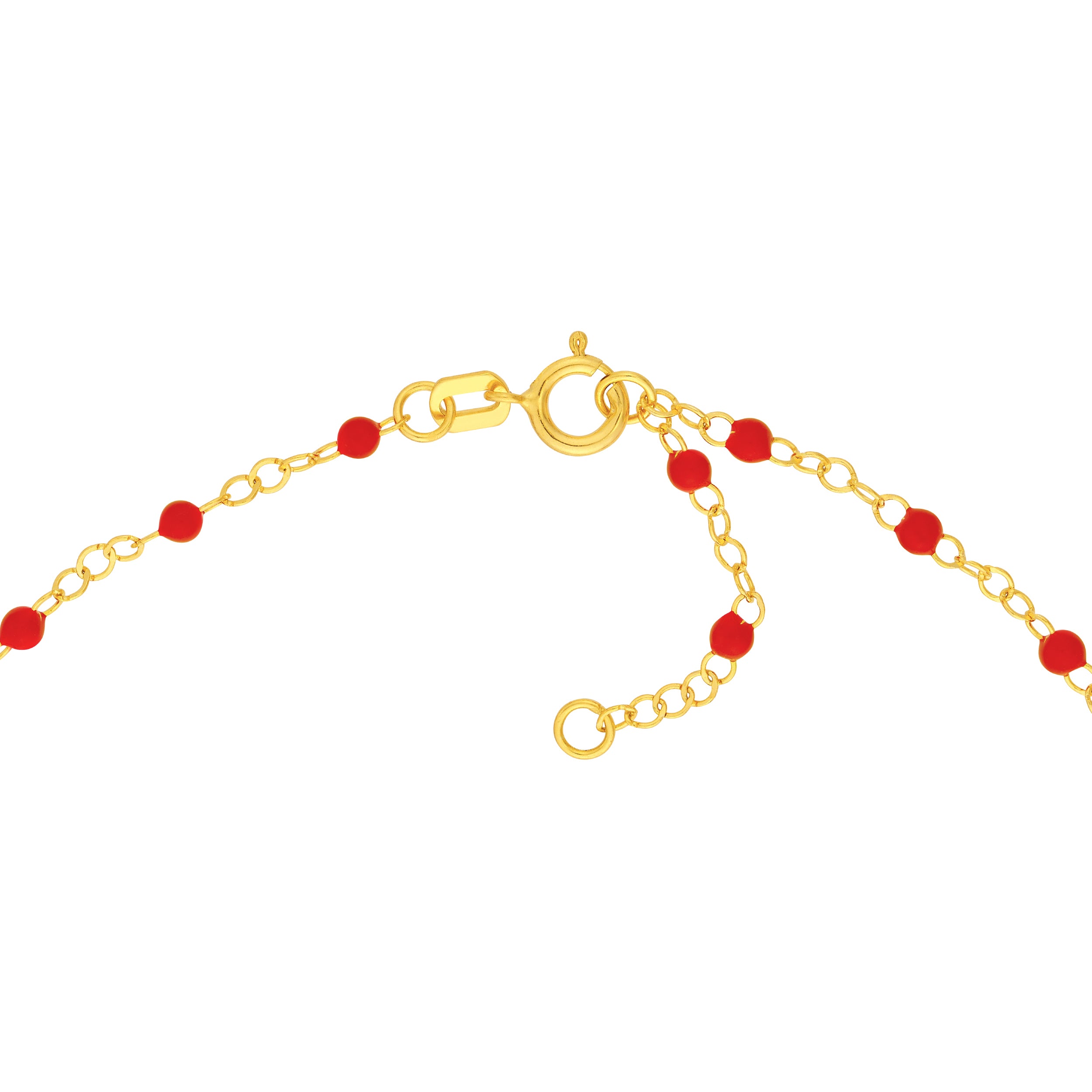 18" RED ENAMEL BEAD CHAIN NECKLACE | 14K YELLOW GOLD | MF040517-14Y - Brownlee Jewelers