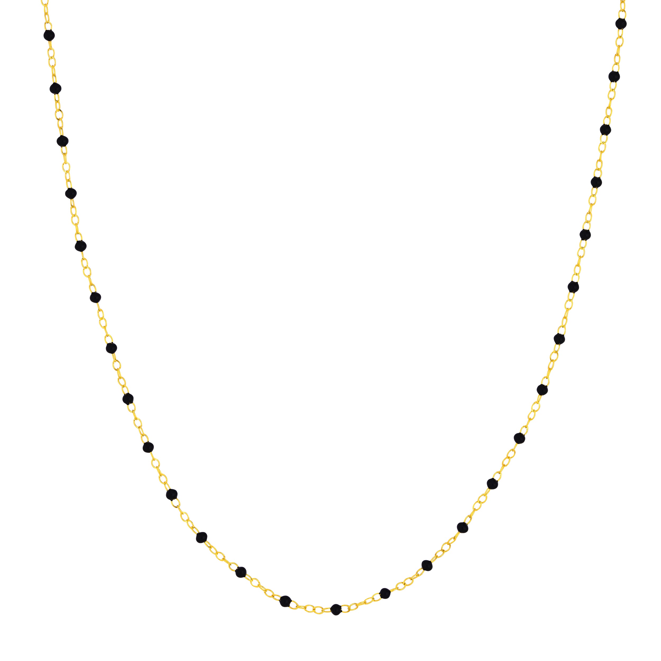 18" BLACK ENAMEL BEAD CHAIN NECKLACE | 14K YELLOW GOLD | MF040533-14Y - Brownlee Jewelers