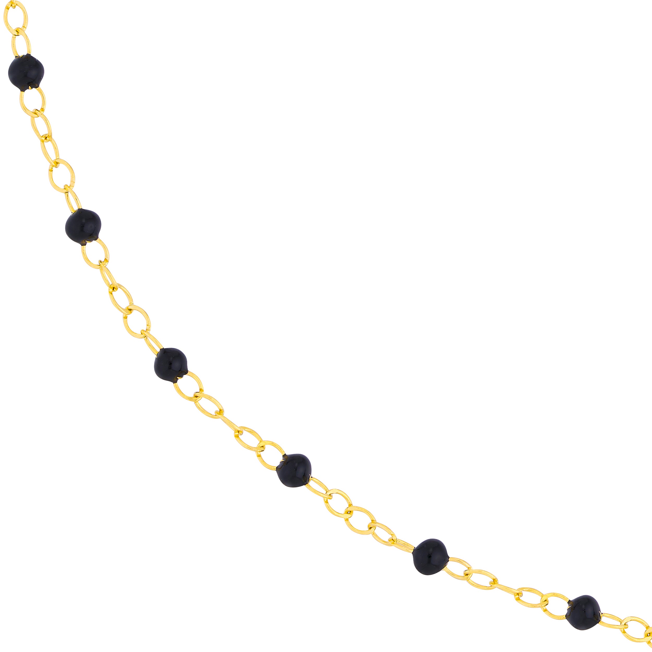 18" BLACK ENAMEL BEAD CHAIN NECKLACE | 14K YELLOW GOLD | MF040533-14Y - Brownlee Jewelers