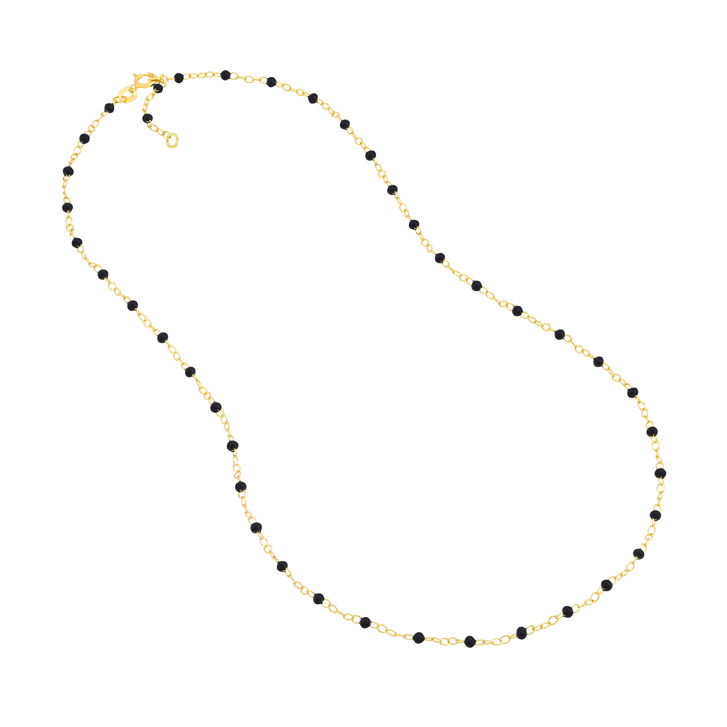 10" ADJUSTABLE BLACK PIATTO CHAIN ANKLET | 14K YELLOW GOLD | MF040533-14Y - Brownlee Jewelers
