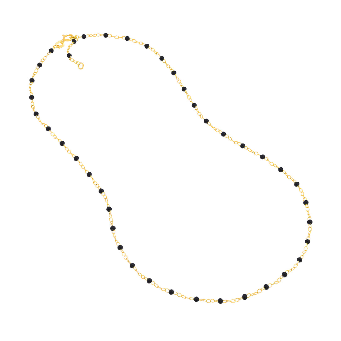 10" ADJUSTABLE BLACK PIATTO CHAIN ANKLET | 14K YELLOW GOLD | MF040533-14Y - Brownlee Jewelers