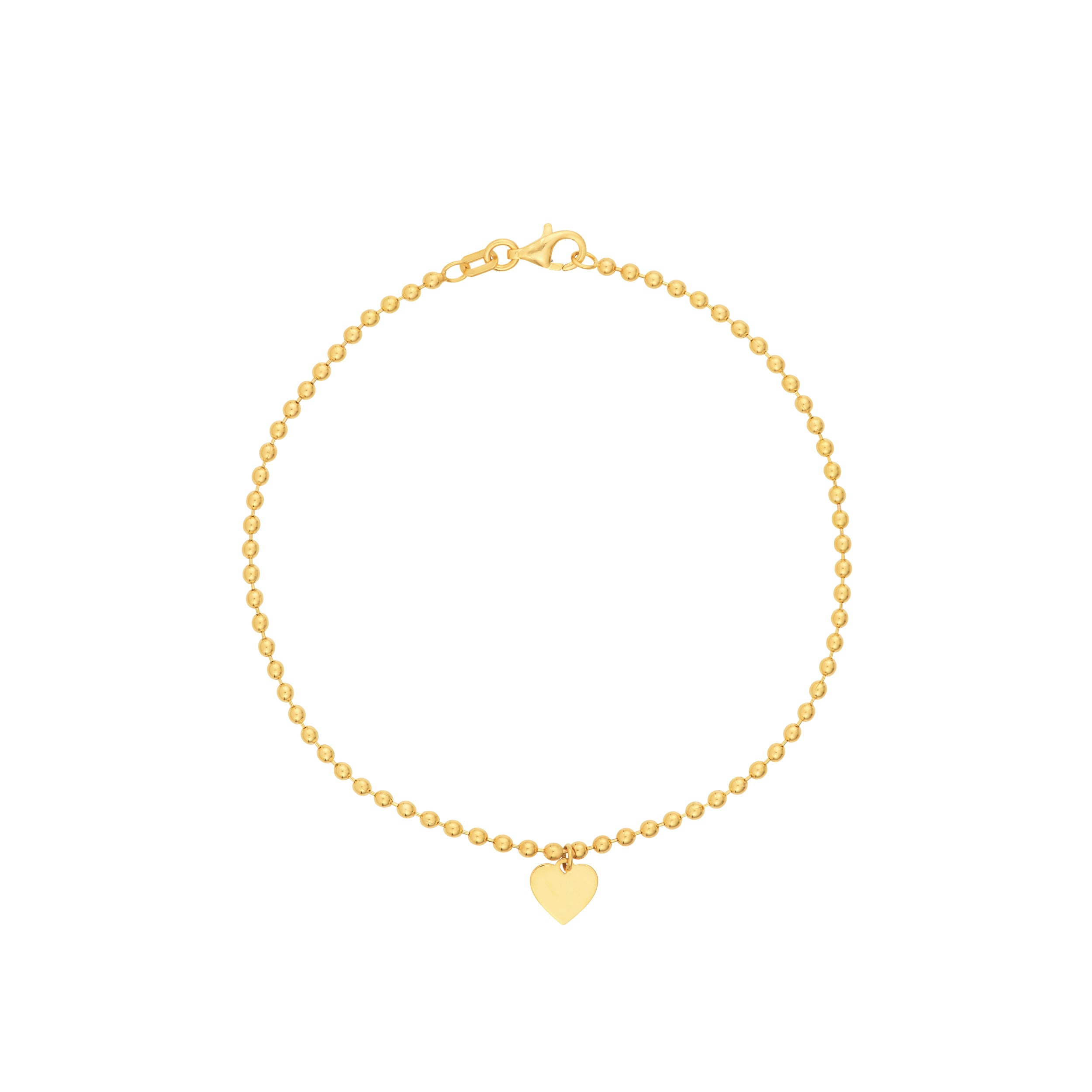 7.5" 2MM HEART BEAD CHAIN BRACELET | 14K YELLOW GOLD | MF040646-14Y - Brownlee Jewelers