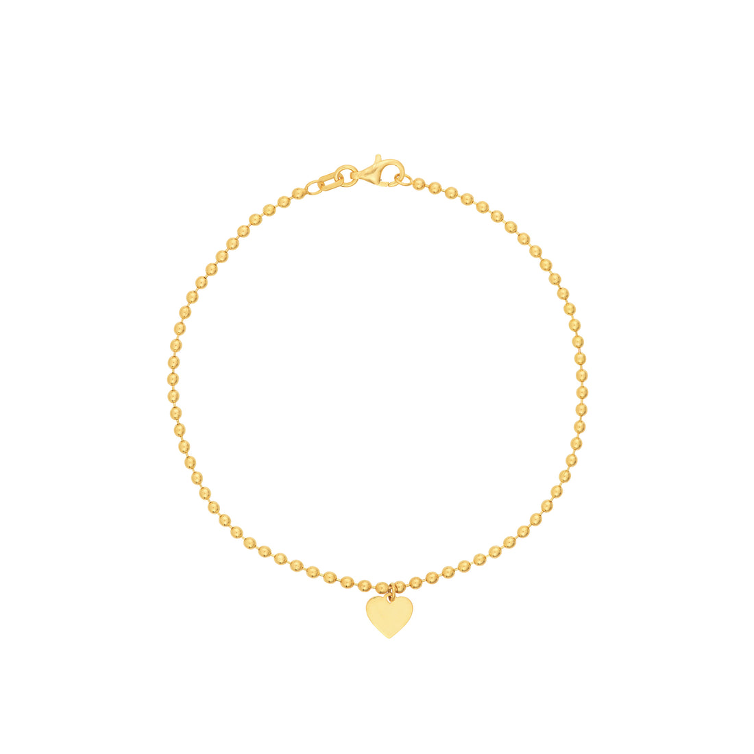7.5" 2MM HEART BEAD CHAIN BRACELET | 14K YELLOW GOLD | MF040646-14Y - Brownlee Jewelers