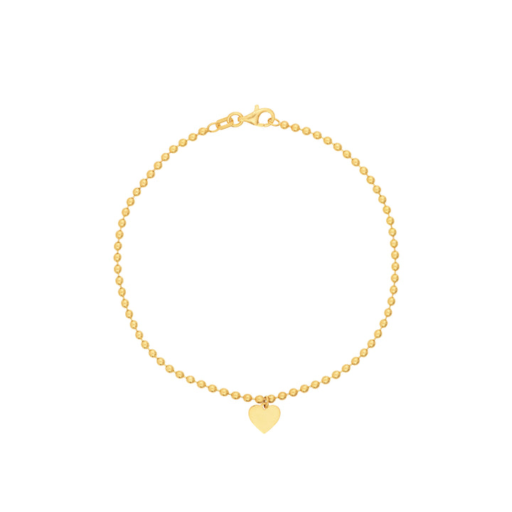 7.5" 2MM HEART BEAD CHAIN BRACELET | 14K YELLOW GOLD | MF040646-14Y - Brownlee Jewelers