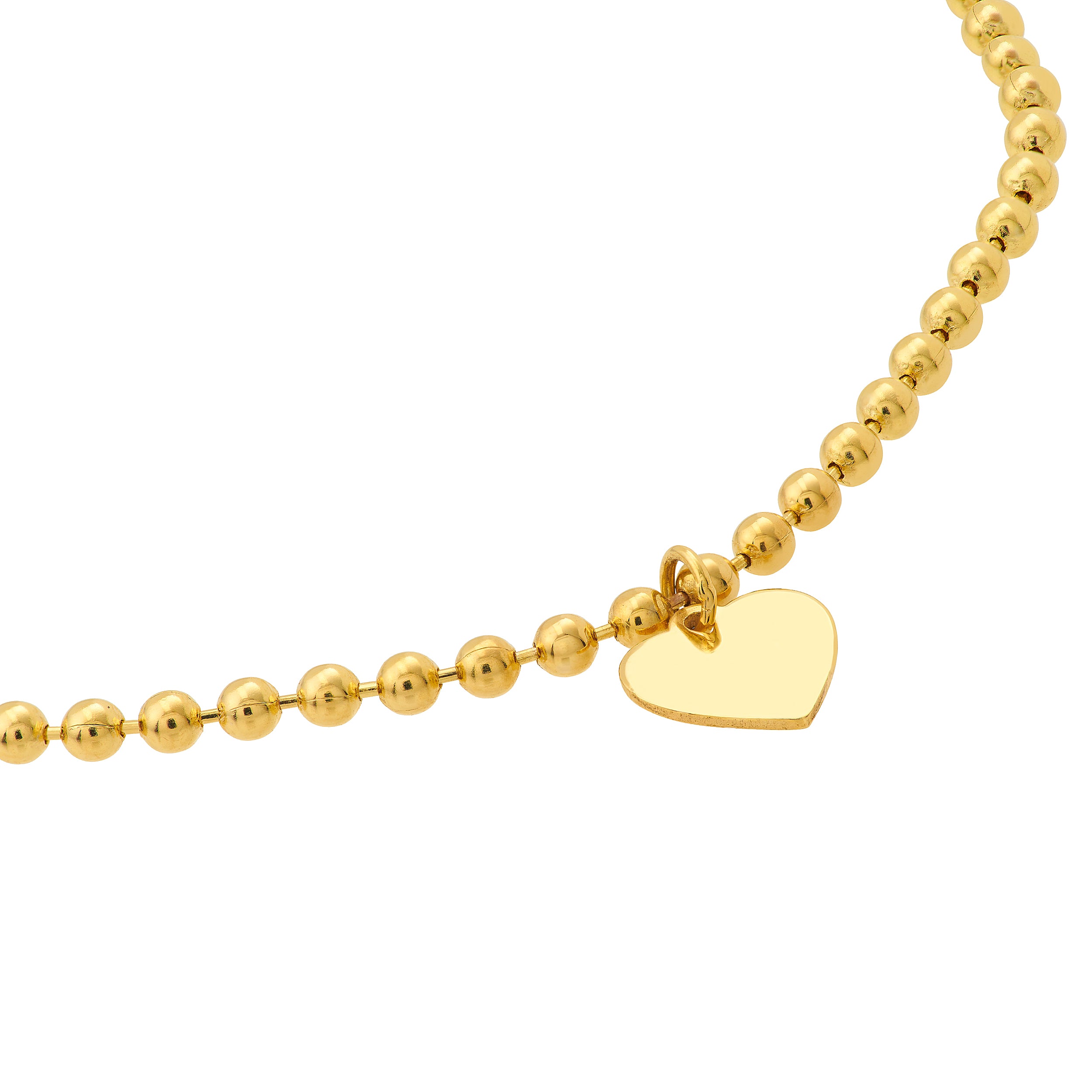 7.5" 2MM HEART BEAD CHAIN BRACELET | 14K YELLOW GOLD | MF040646-14Y - Brownlee Jewelers
