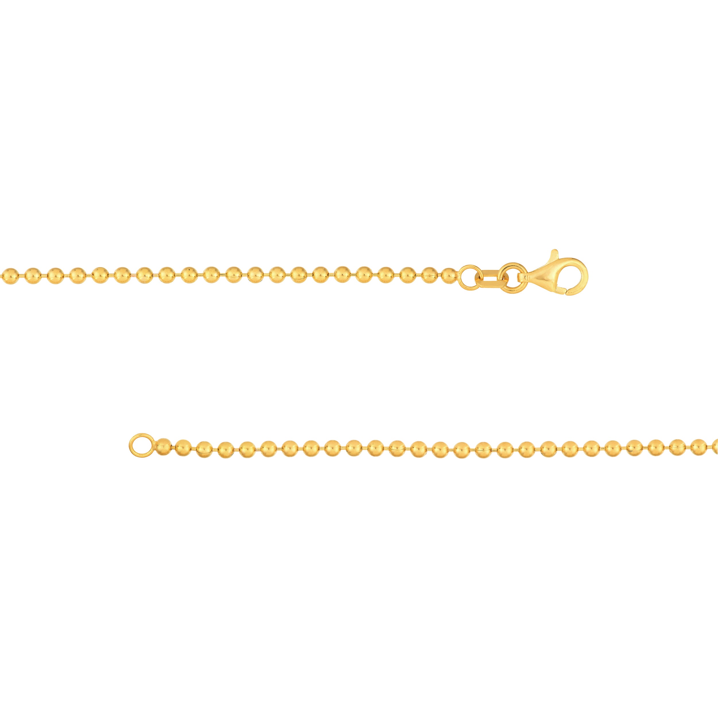 7.5" 2MM HEART BEAD CHAIN BRACELET | 14K YELLOW GOLD | MF040646-14Y - Brownlee Jewelers