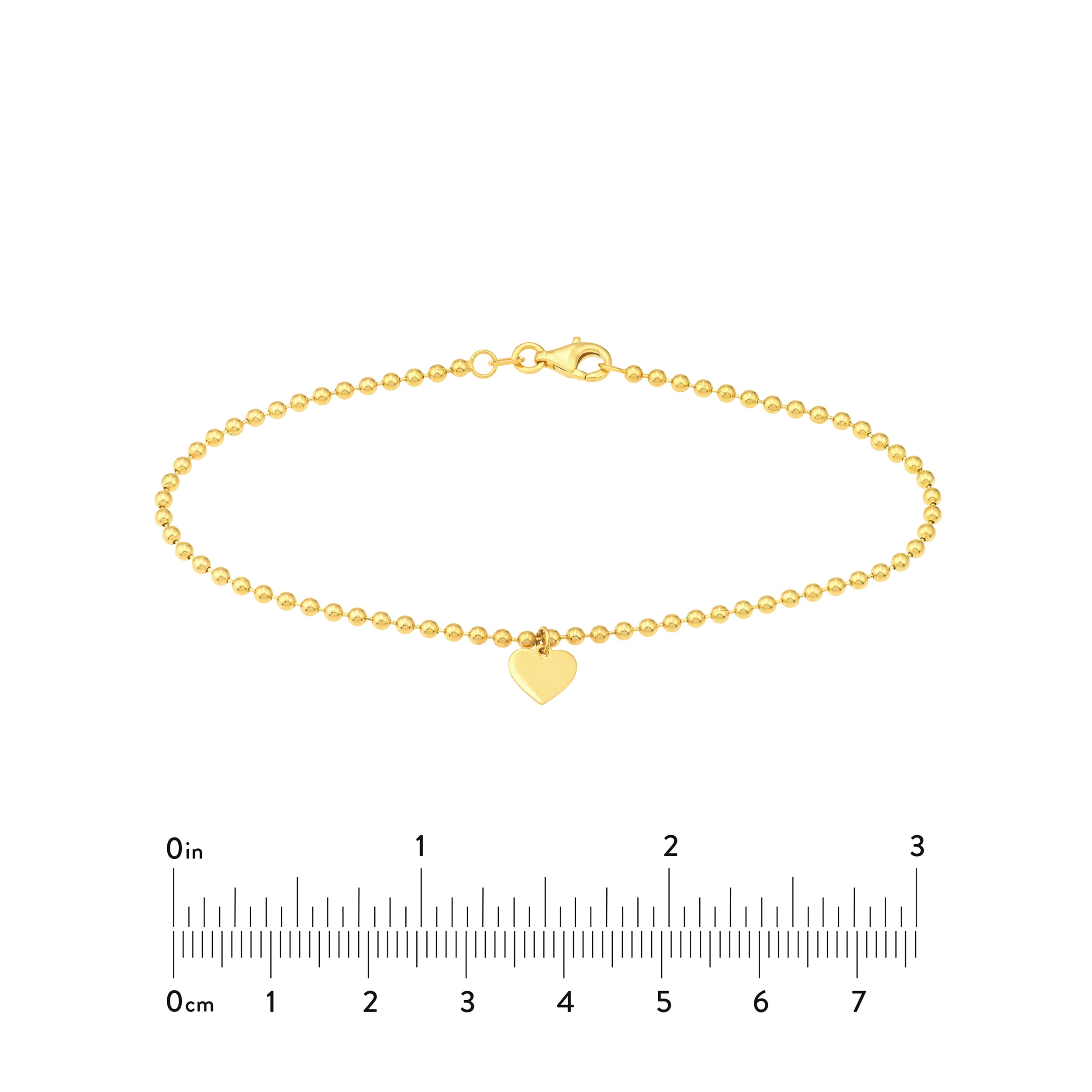 7.5" 2MM HEART BEAD CHAIN BRACELET | 14K YELLOW GOLD | MF040646-14Y - Brownlee Jewelers