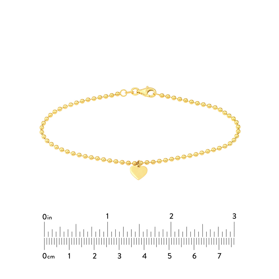 7.5" 2MM HEART BEAD CHAIN BRACELET | 14K YELLOW GOLD | MF040646-14Y - Brownlee Jewelers