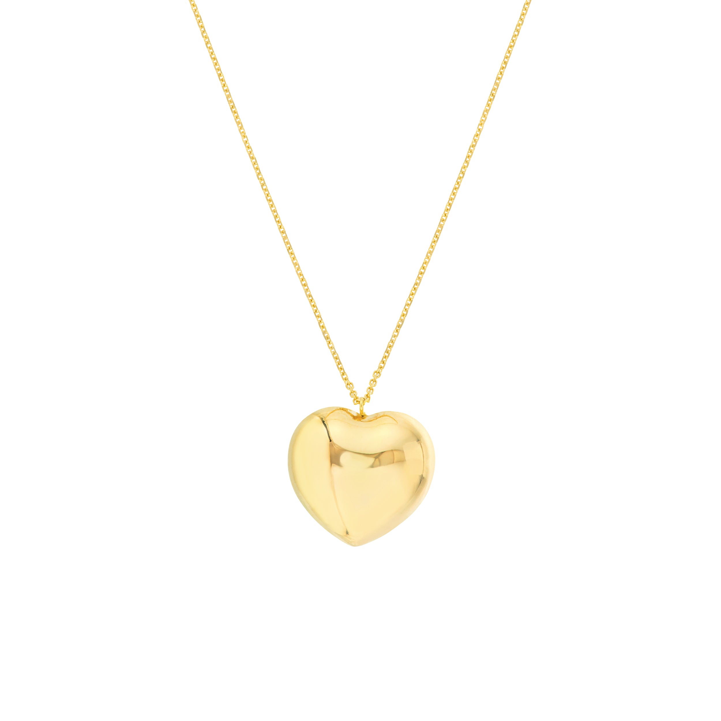 18" PUFFED HEART PENDANT NECKLACE | 14K YELLOW GOLD | MF040701-14Y - Brownlee Jewelers