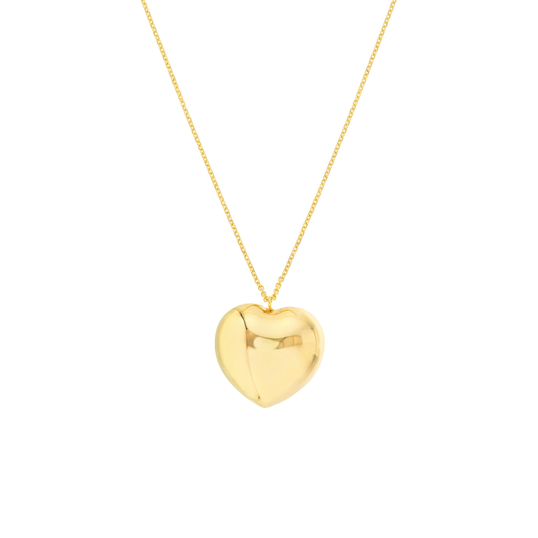 18" PUFFED HEART PENDANT NECKLACE | 14K YELLOW GOLD | MF040701-14Y - Brownlee Jewelers