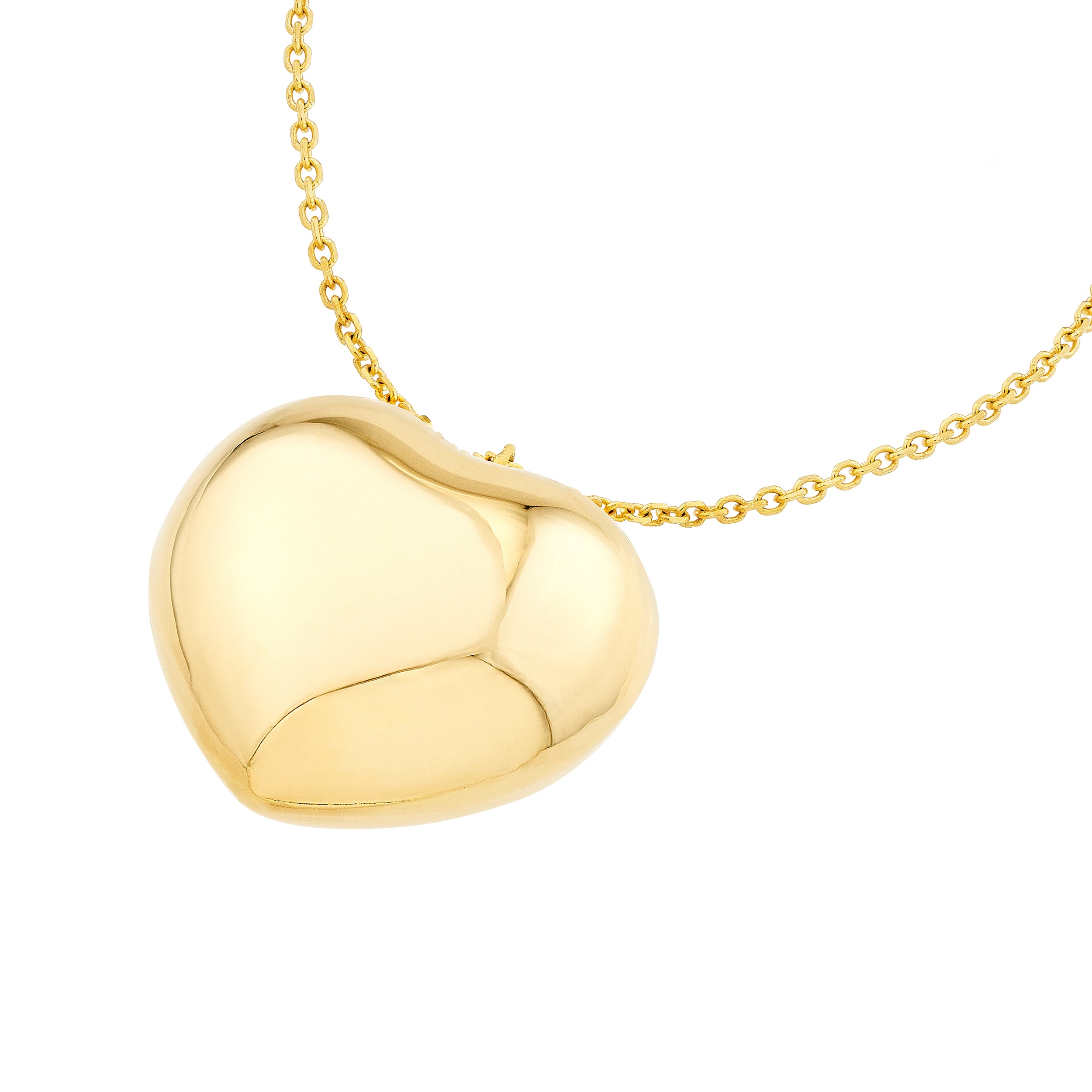 18" PUFFED HEART PENDANT NECKLACE | 14K YELLOW GOLD | MF040701-14Y - Brownlee Jewelers