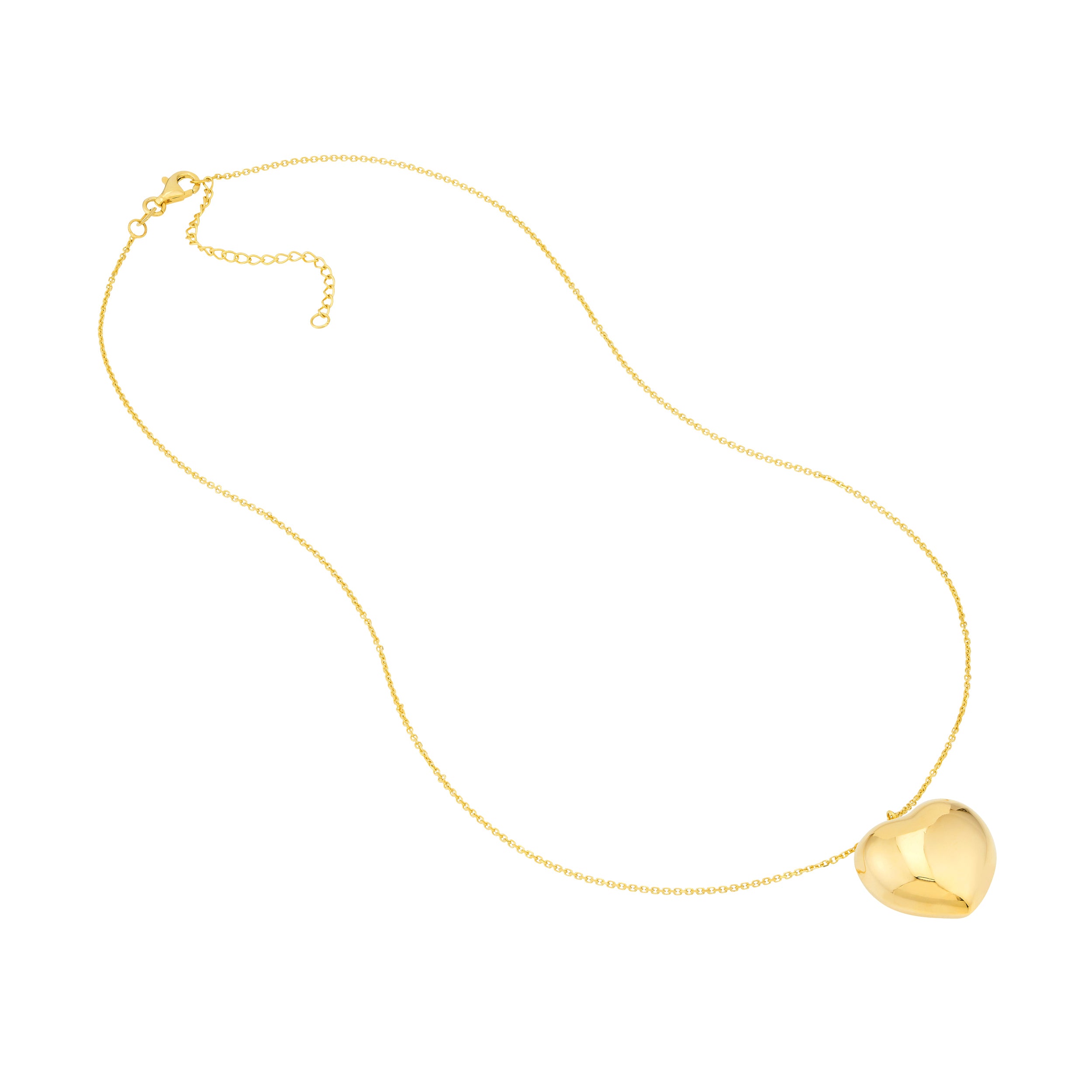 18" PUFFED HEART PENDANT NECKLACE | 14K YELLOW GOLD | MF040701-14Y - Brownlee Jewelers