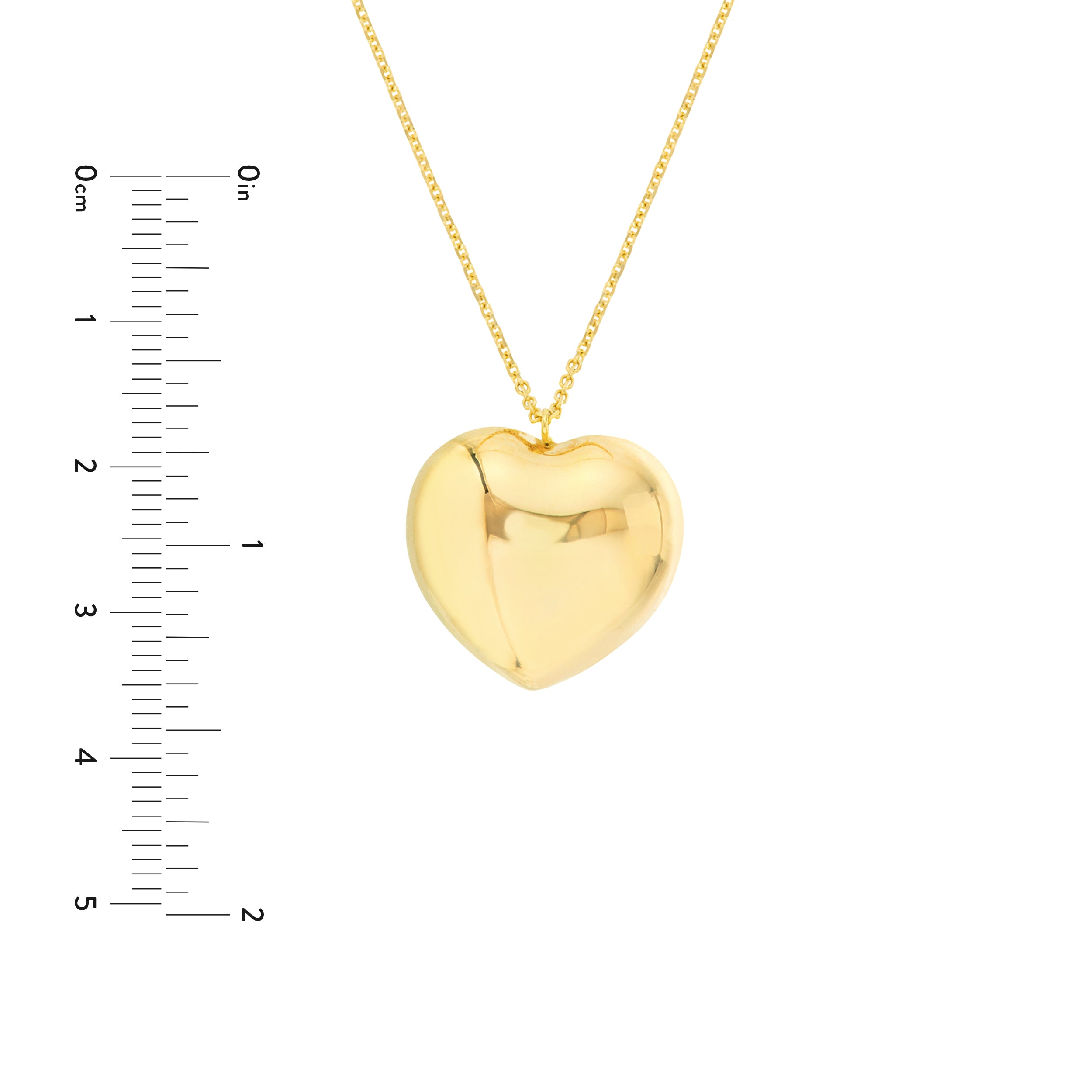 18" PUFFED HEART PENDANT NECKLACE | 14K YELLOW GOLD | MF040701-14Y - Brownlee Jewelers