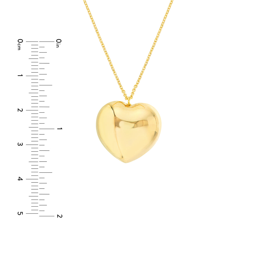 18" PUFFED HEART PENDANT NECKLACE | 14K YELLOW GOLD | MF040701-14Y - Brownlee Jewelers