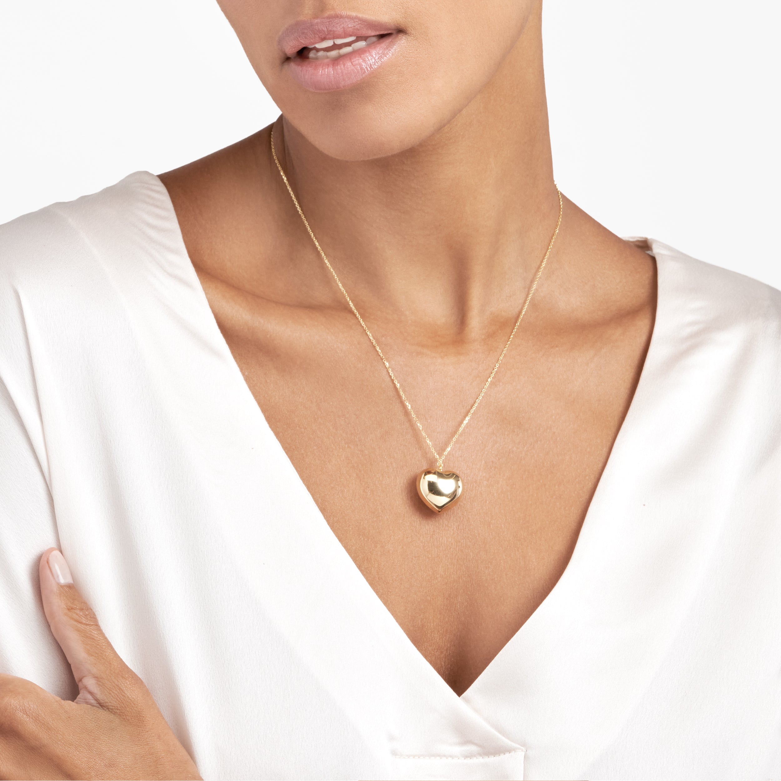 18" PUFFED HEART PENDANT NECKLACE | 14K YELLOW GOLD | MF040701-14Y - Brownlee Jewelers