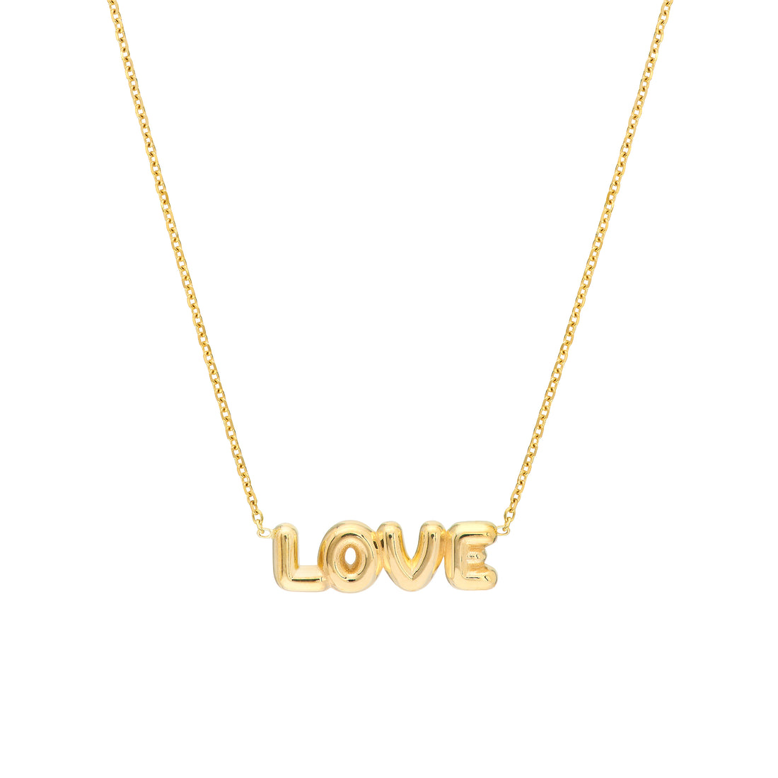 18" ADJUSTABLE PUFFED LOVE NECKLACE | 14K YELLOW GOLD | MF040888-14Y - Brownlee Jewelers
