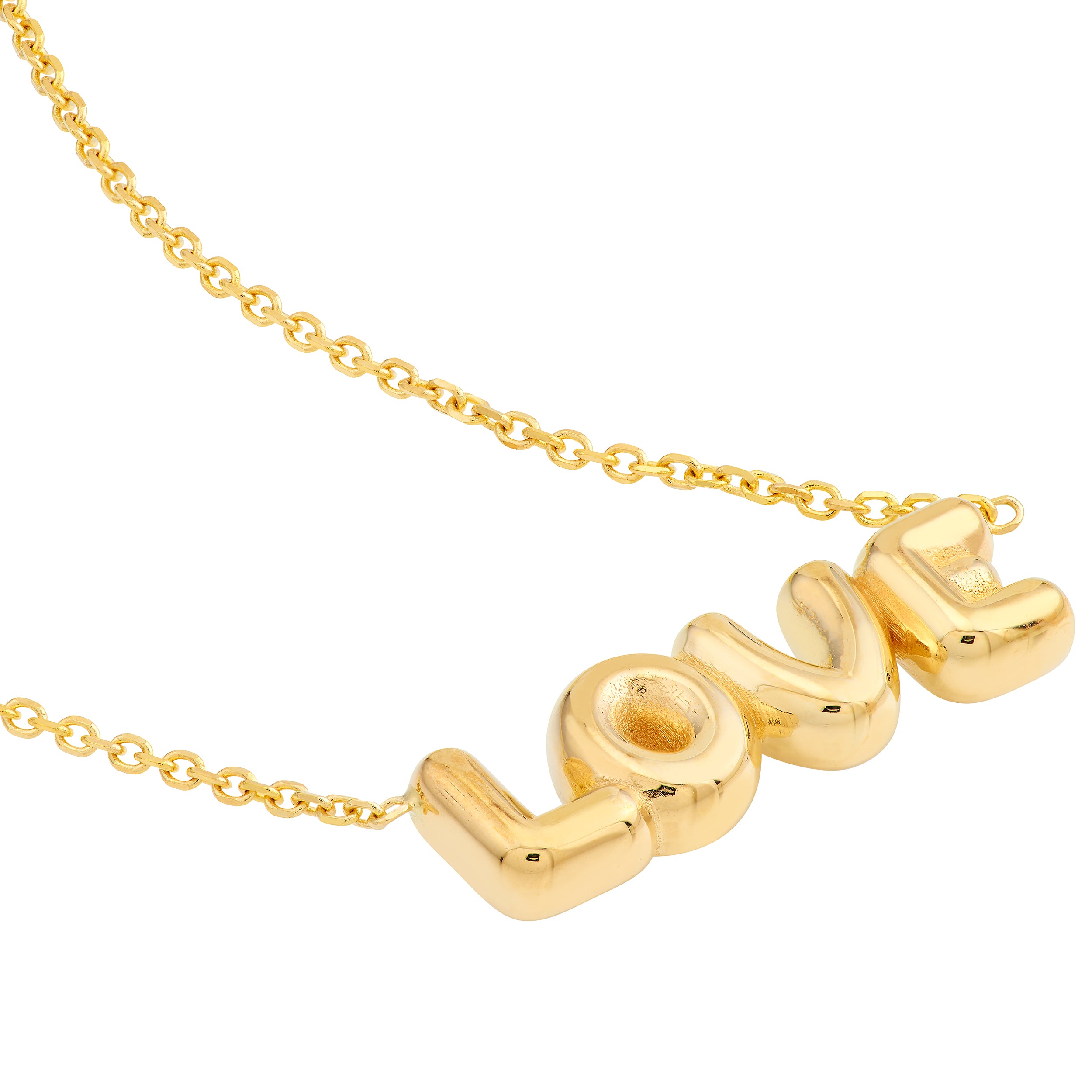18" ADJUSTABLE PUFFED LOVE NECKLACE | 14K YELLOW GOLD | MF040888-14Y - Brownlee Jewelers