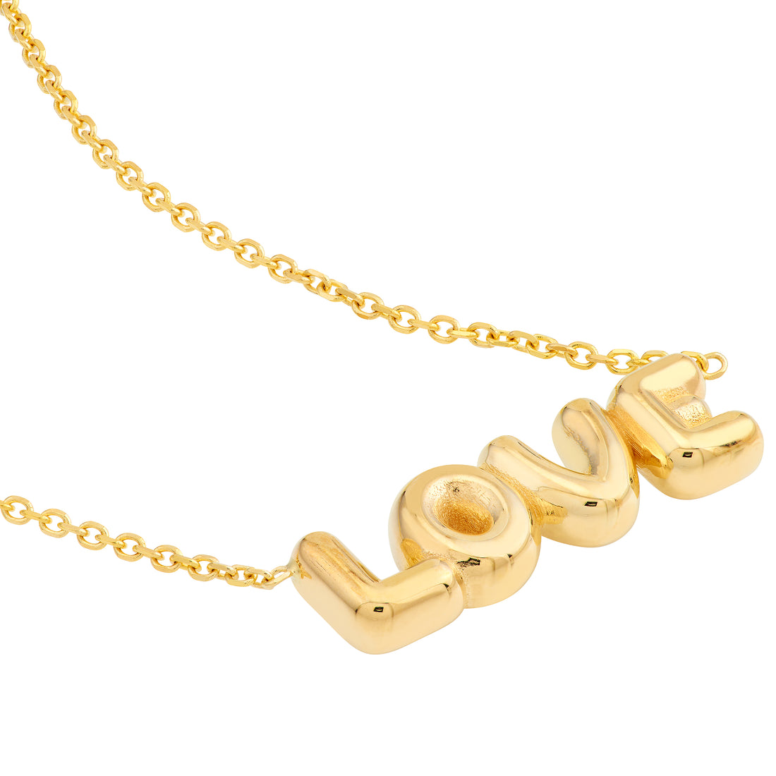 18" ADJUSTABLE PUFFED LOVE NECKLACE | 14K YELLOW GOLD | MF040888-14Y - Brownlee Jewelers