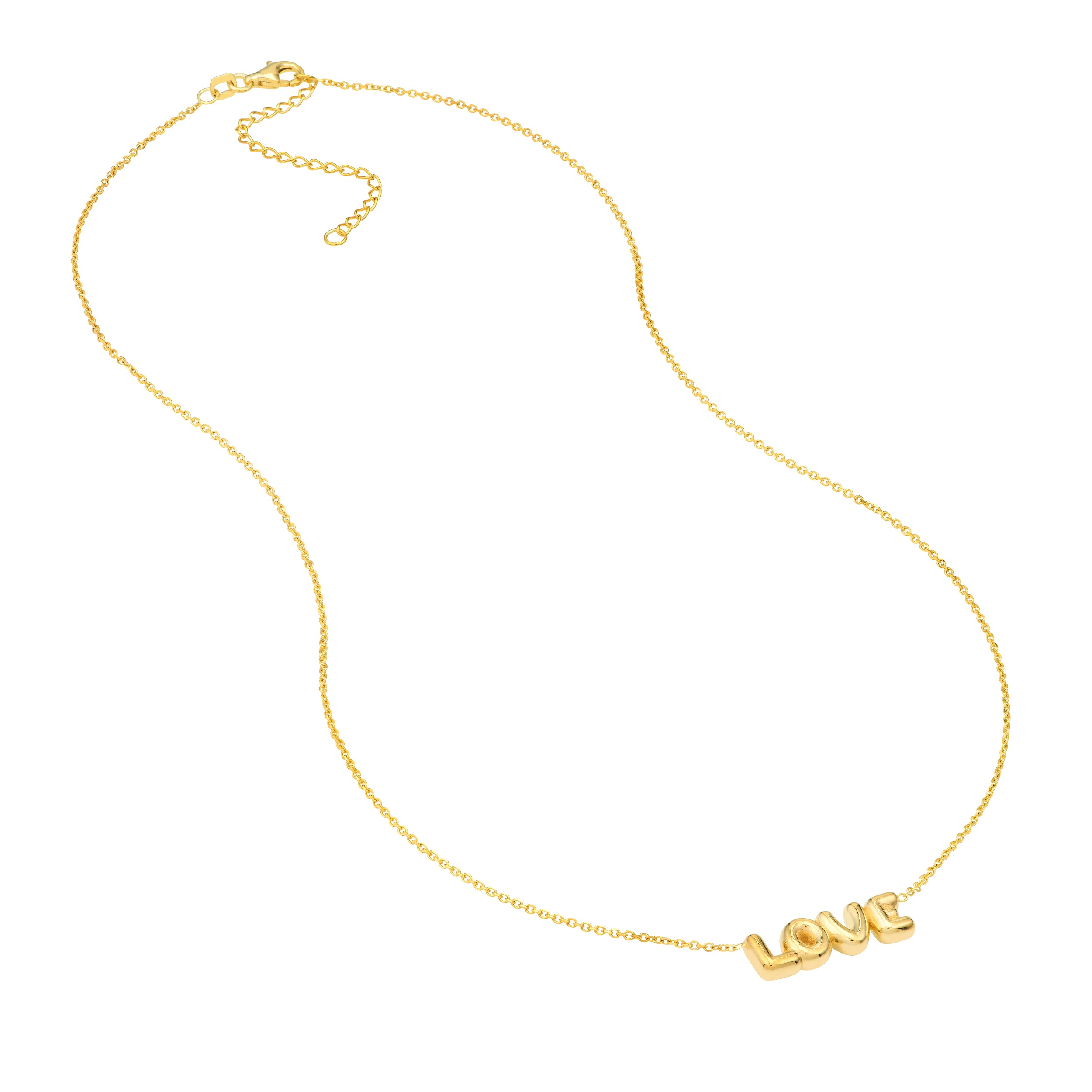 18" ADJUSTABLE PUFFED LOVE NECKLACE | 14K YELLOW GOLD | MF040888-14Y - Brownlee Jewelers