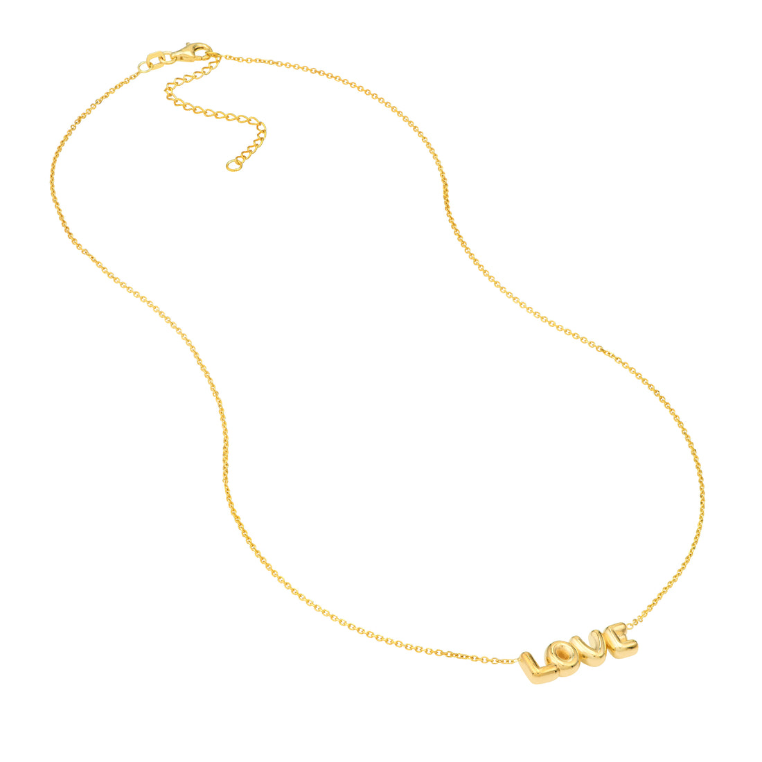 18" ADJUSTABLE PUFFED LOVE NECKLACE | 14K YELLOW GOLD | MF040888-14Y - Brownlee Jewelers