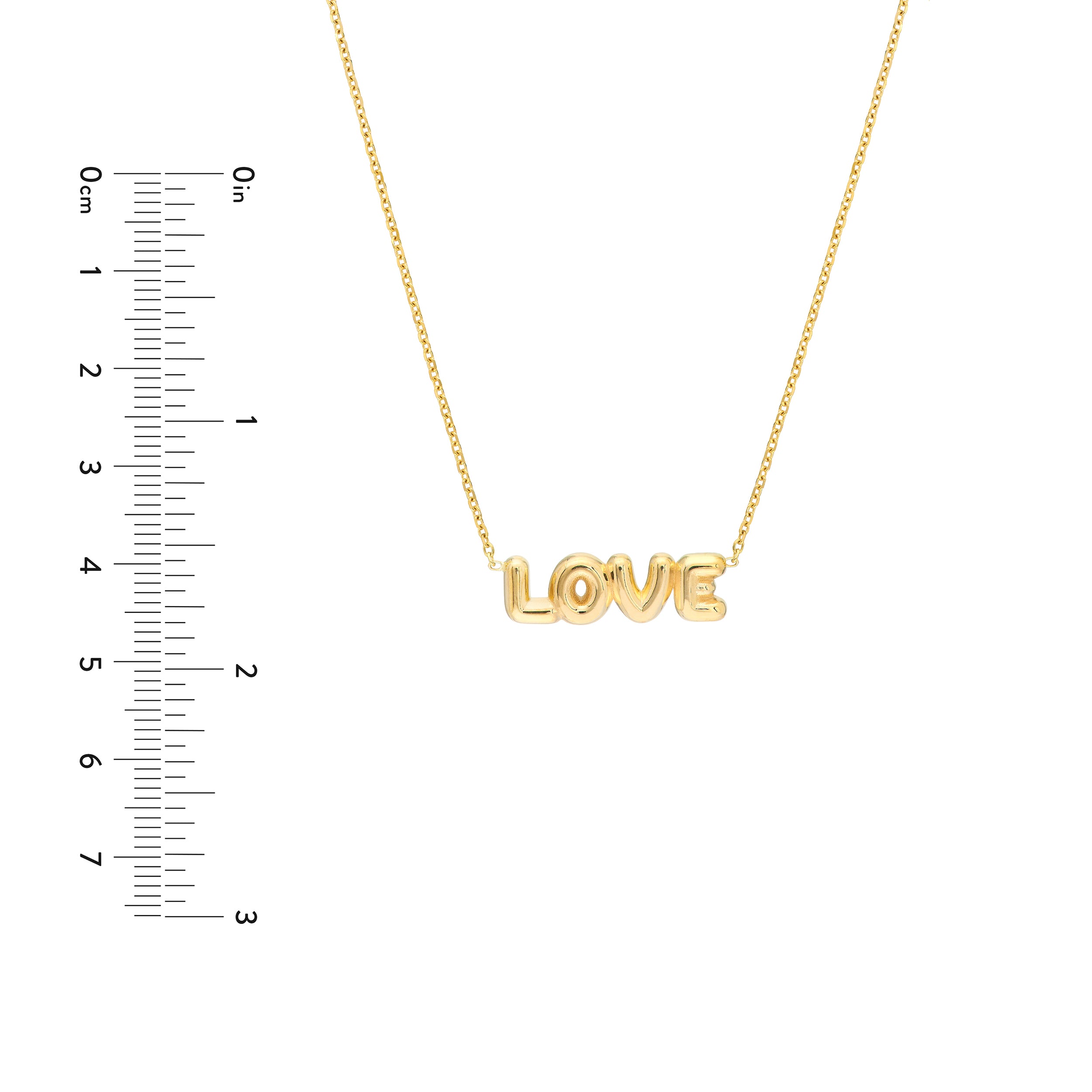 18" ADJUSTABLE PUFFED LOVE NECKLACE | 14K YELLOW GOLD | MF040888-14Y - Brownlee Jewelers