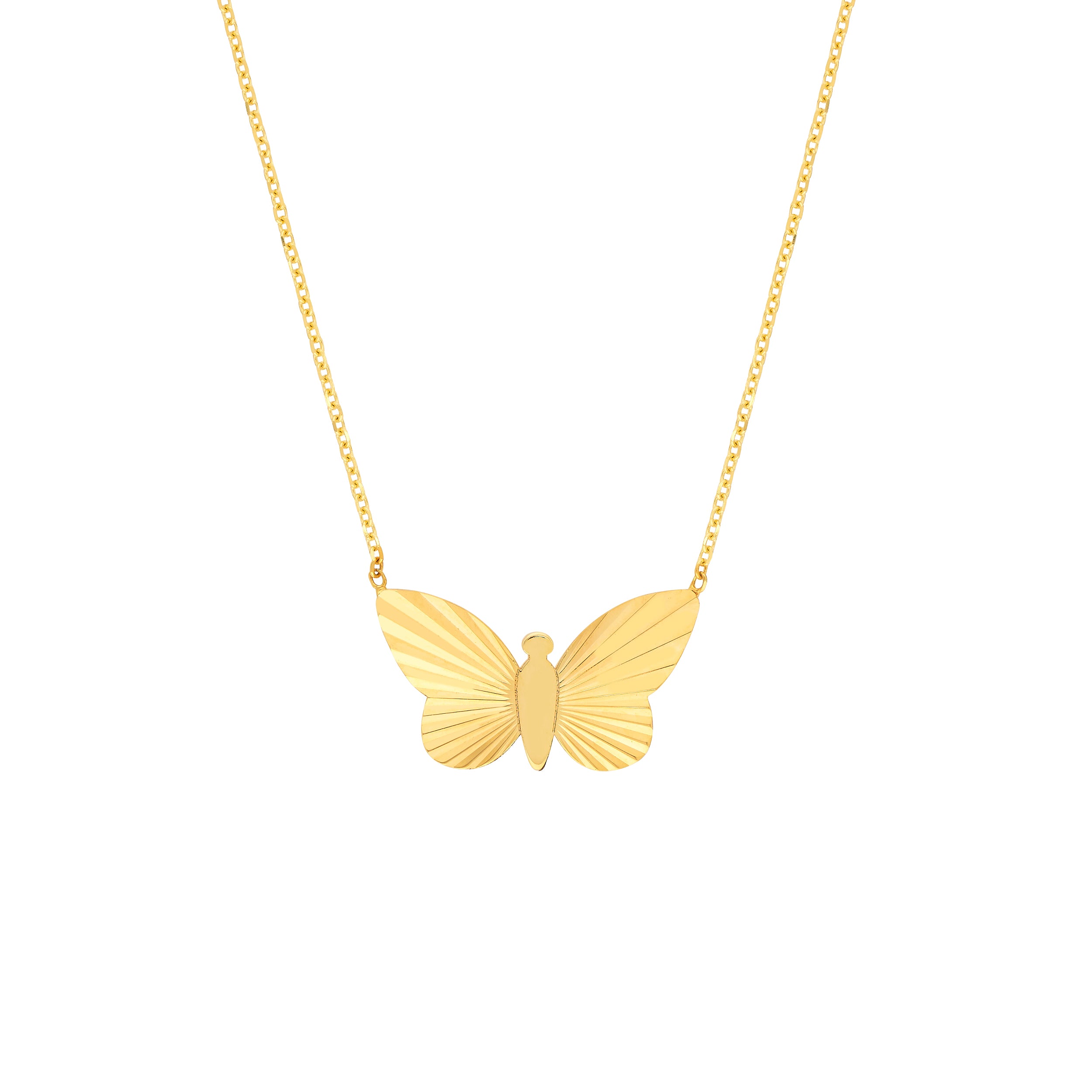 18" BUTTERFLY FLUTED NECKLACE | 14K YELLOW GOLD | MF041962-14Y - Brownlee Jewelers