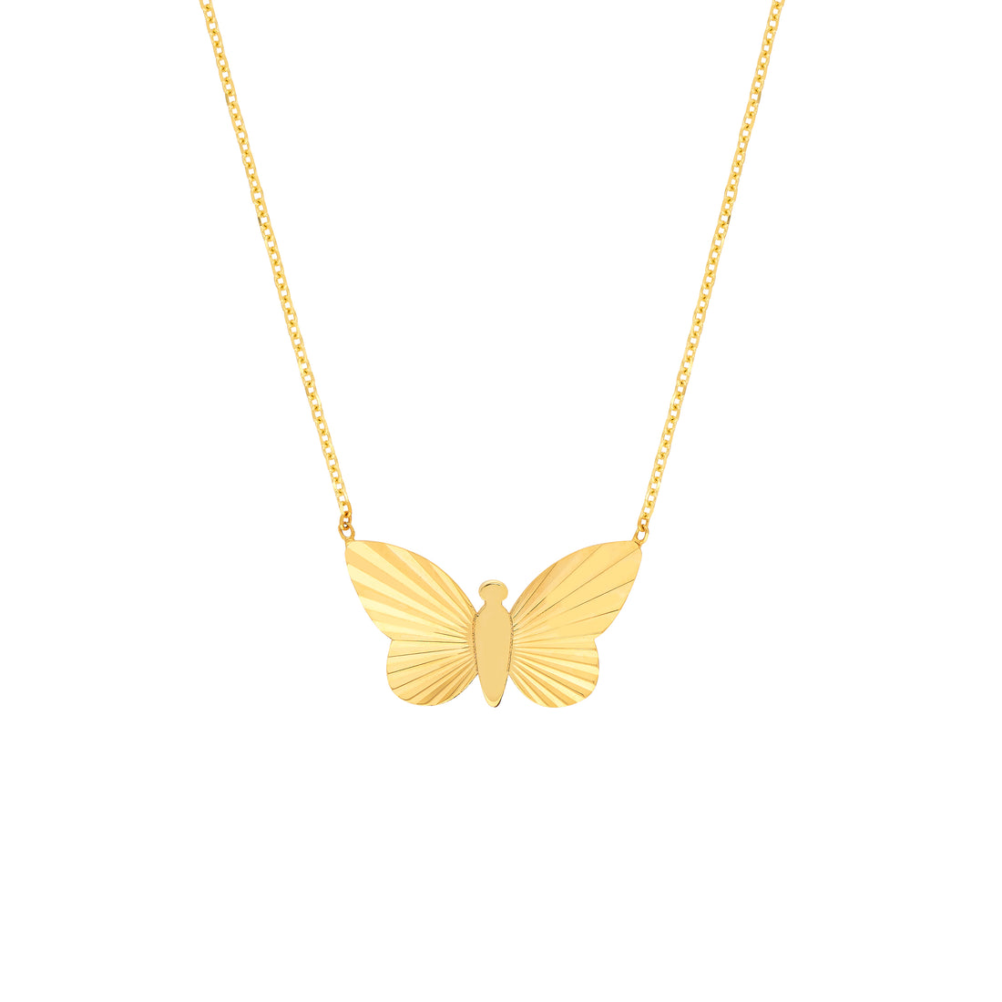 18" BUTTERFLY FLUTED NECKLACE | 14K YELLOW GOLD | MF041962-14Y - Brownlee Jewelers