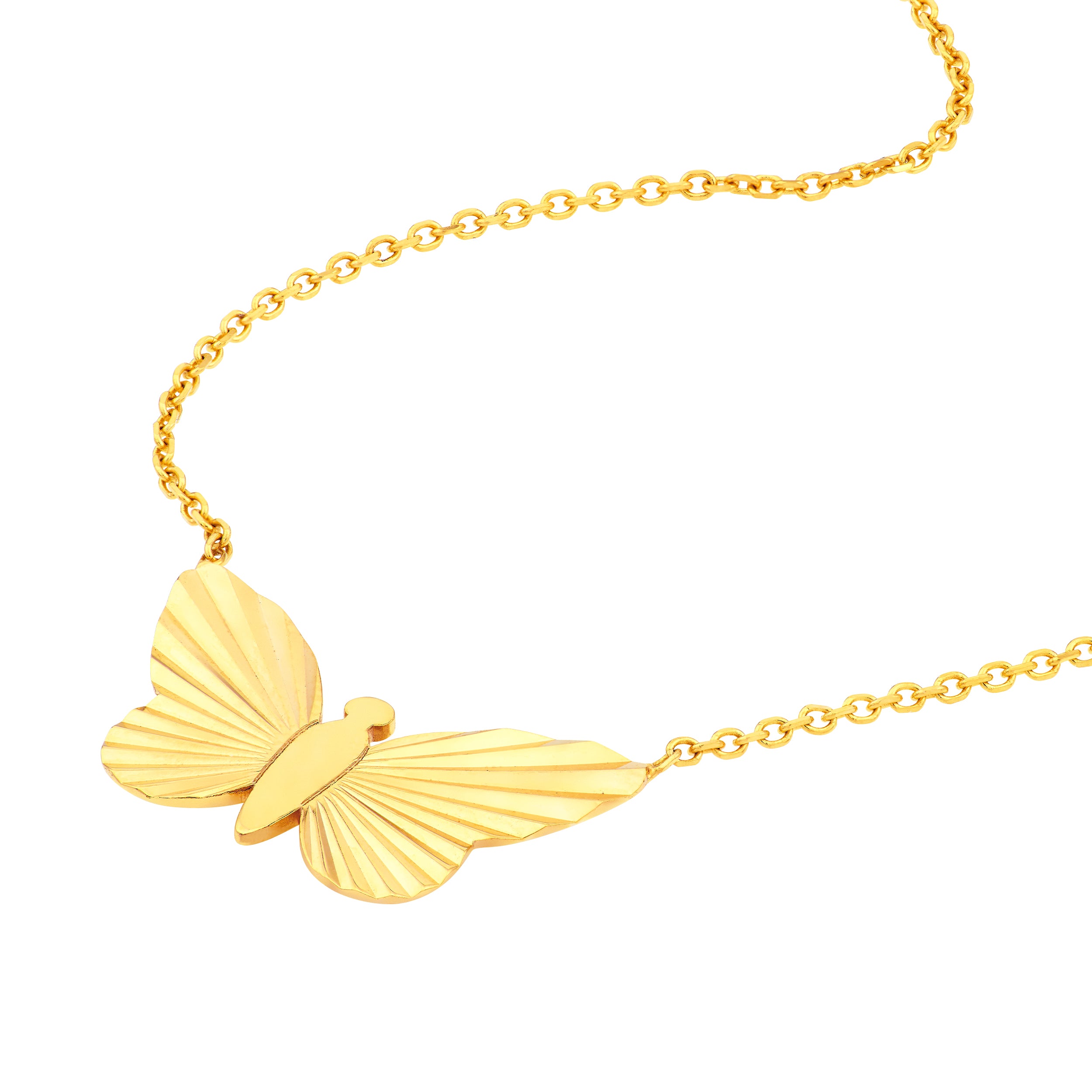 18" BUTTERFLY FLUTED NECKLACE | 14K YELLOW GOLD | MF041962-14Y - Brownlee Jewelers