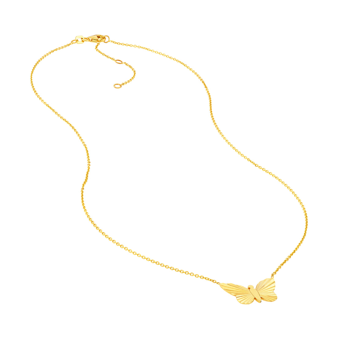 18" BUTTERFLY FLUTED NECKLACE | 14K YELLOW GOLD | MF041962-14Y - Brownlee Jewelers