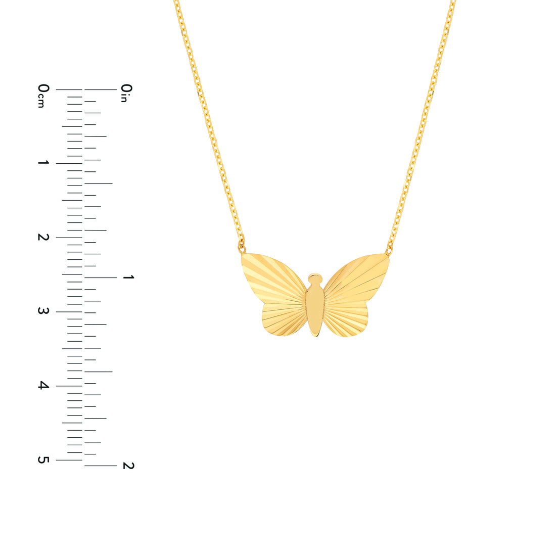 18" BUTTERFLY FLUTED NECKLACE | 14K YELLOW GOLD | MF041962-14Y - Brownlee Jewelers
