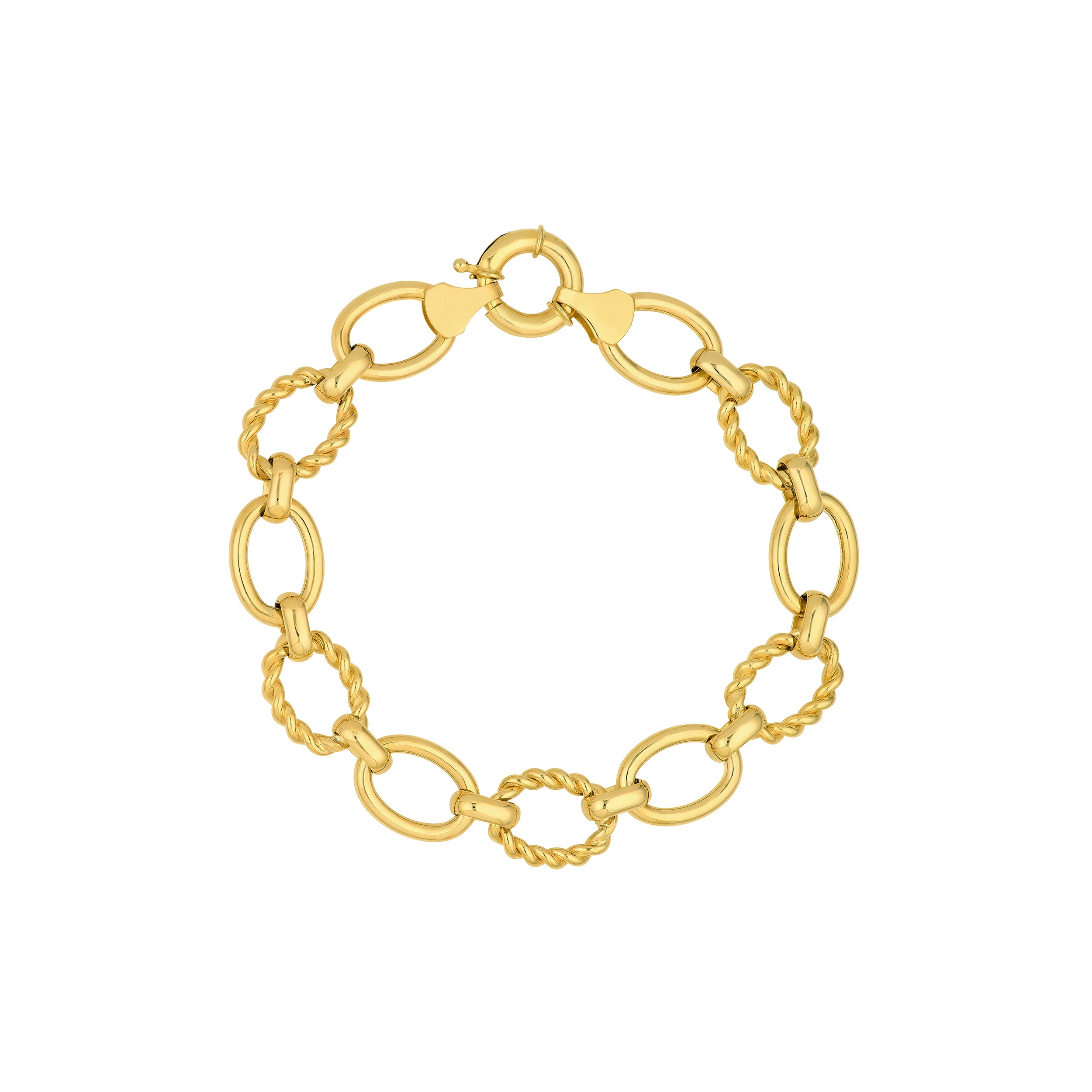 7" POLISHED TEXTURED OVAL LINK BRACELET | 14K YELLOW GOLD | MF044033-14Y - Brownlee Jewelers